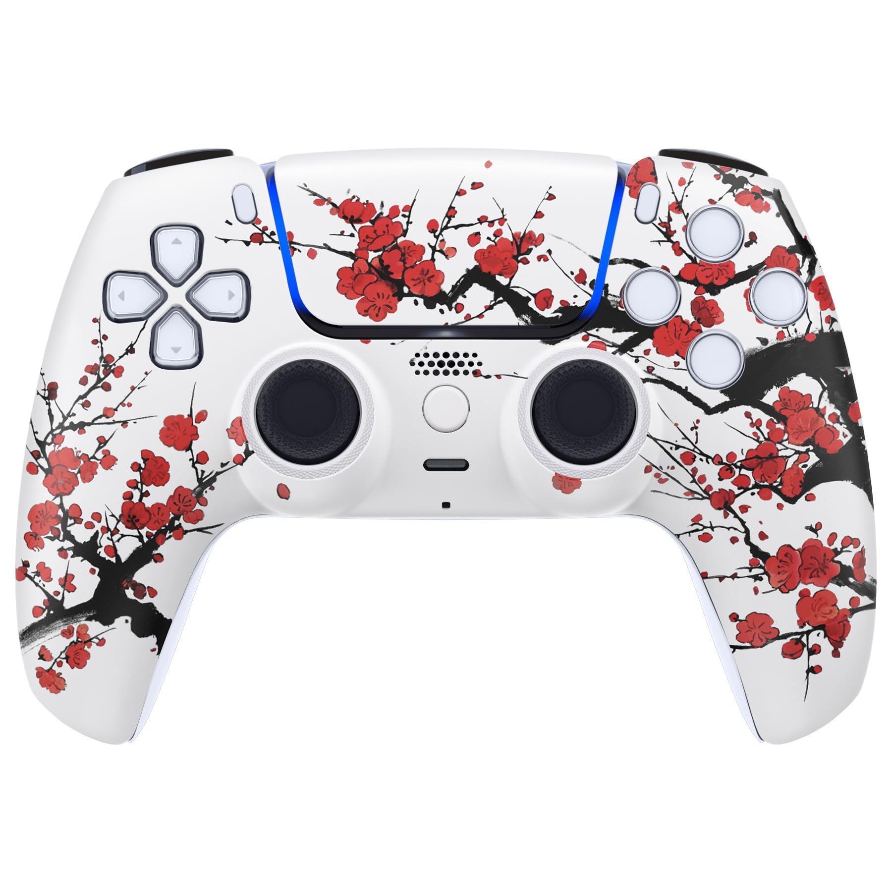 eXtremeRate Luna Cover per ps5 Controller Joystick,Shell Frontale Touchpad Ricambio,Scocca Ridisegnata&Anelli per ps5 Joypad BDM 010/020/030/040/050-Fioritura Invernale