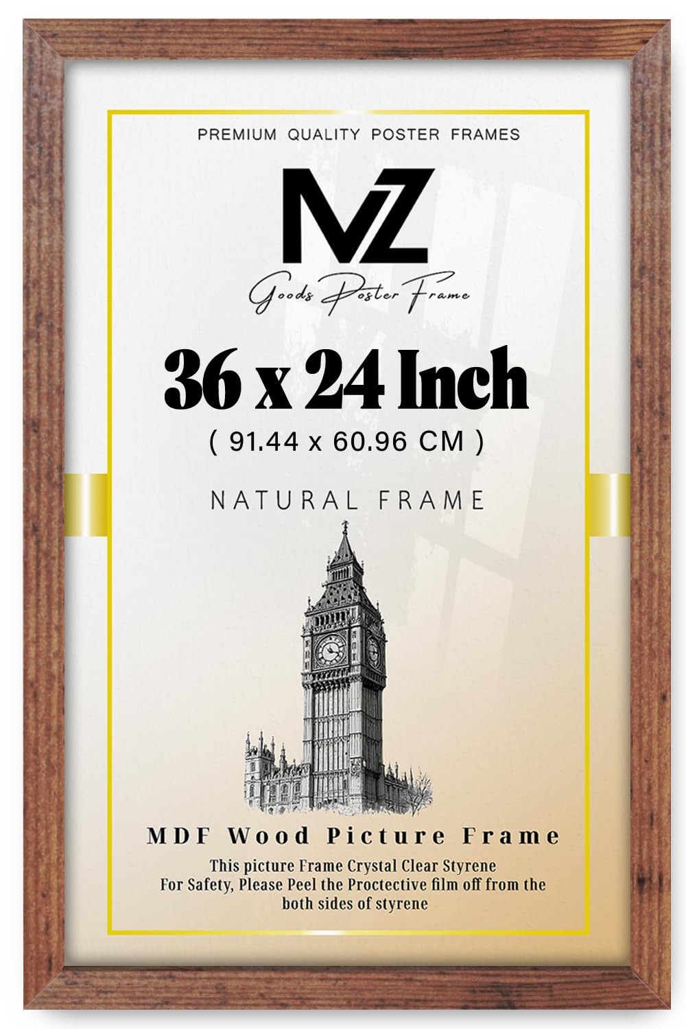 Mz Goods Rustic | Mdf Picture Frame (91.44 X 60.96 Cm) 36X24 Inch For Photography, Graduation Pictures & Wall Art, Premium Mdf Finish, Secure Hanging Hooks [ ]