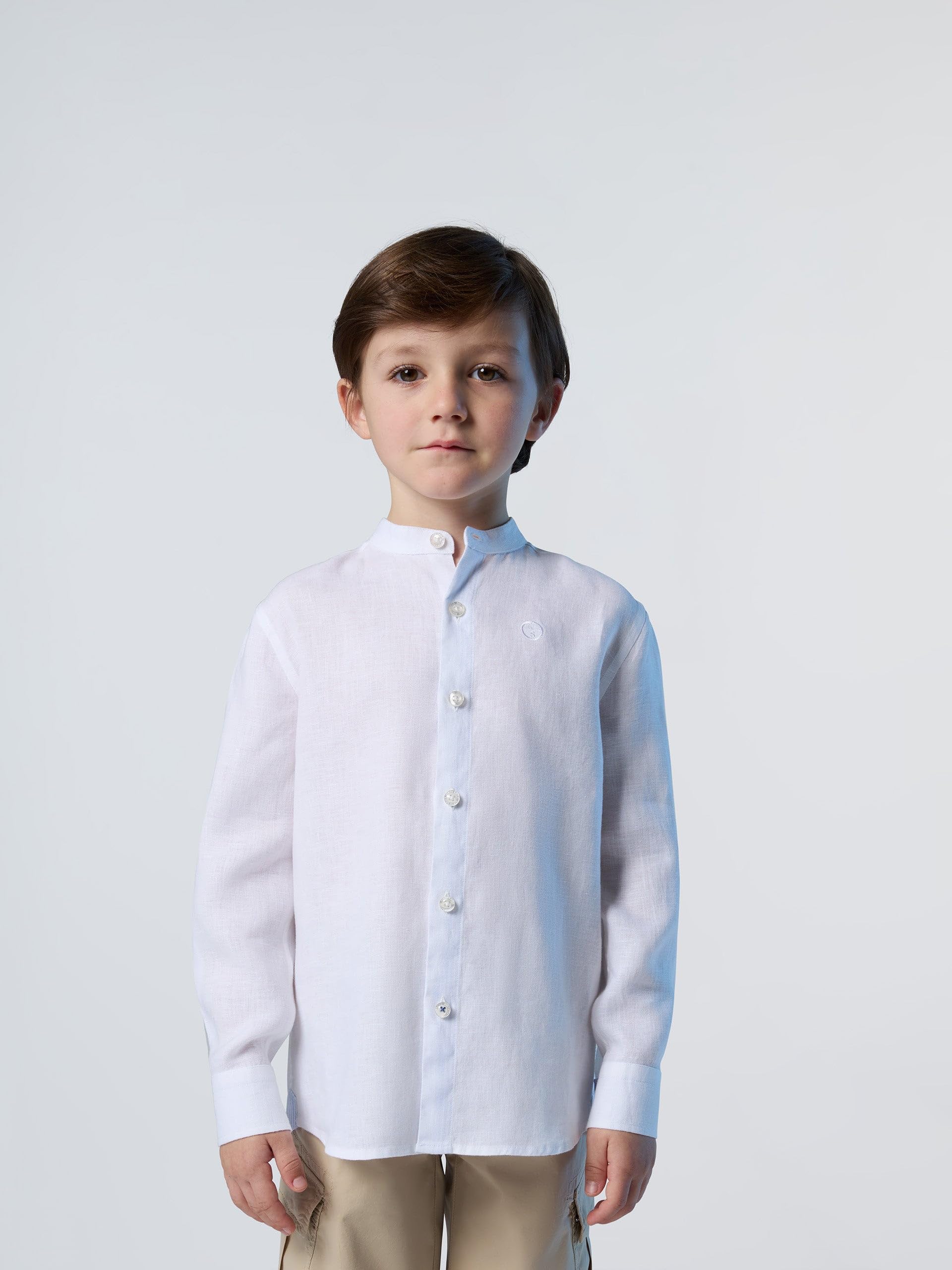 NORTH SAILS Camicia Bambino in Lino European Flax™ con Colletto Coreano