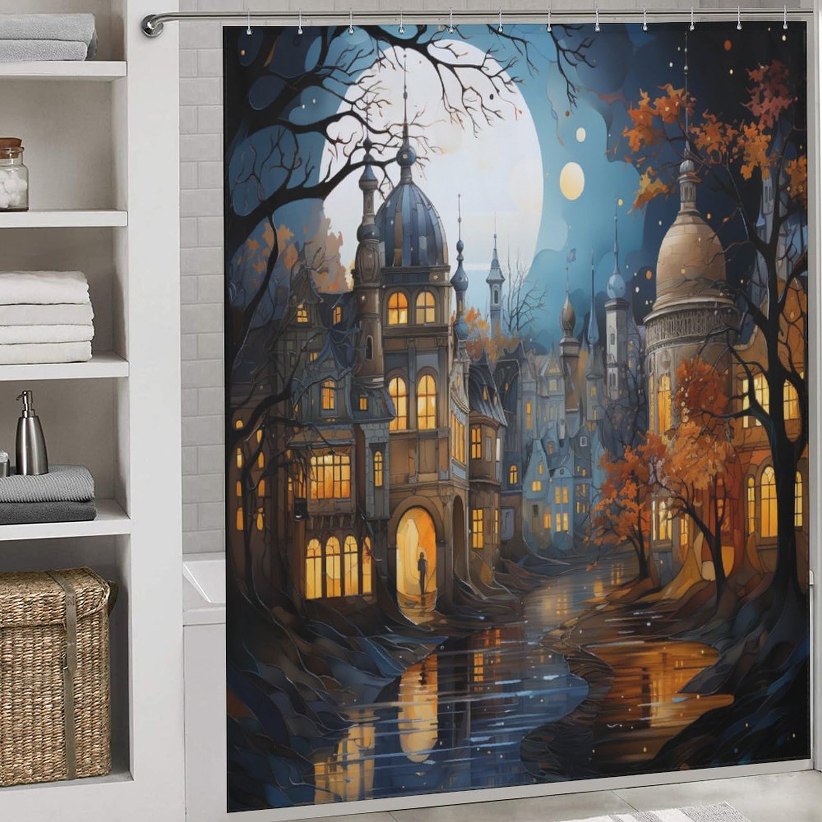 Rideau de douche architecture paysage urbain en tissu polyester de qualité supérieure 183cm