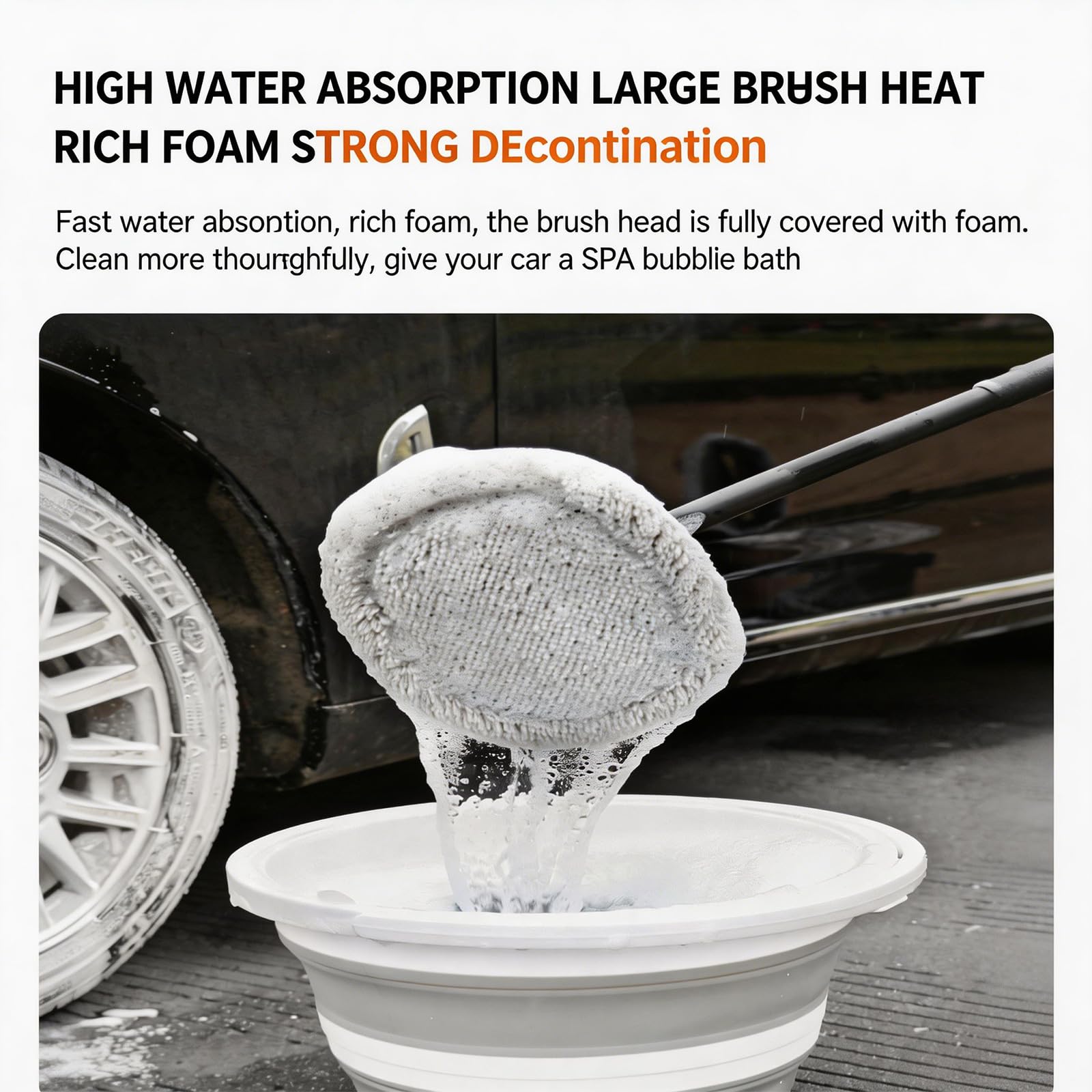 Brosse de lavage de voiture avec manche télescopique - Brosse de nettoyage multifonction à long manche pour fenêtre de maison rétractable