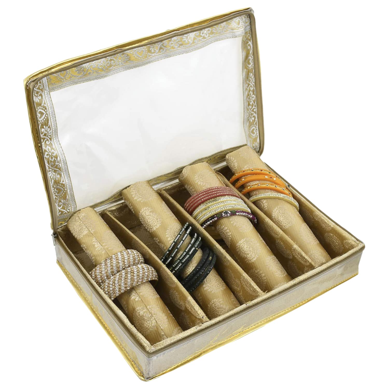 4rod - Caja dorada para guardar relojes, joyas, pulsera, caja de regalo india