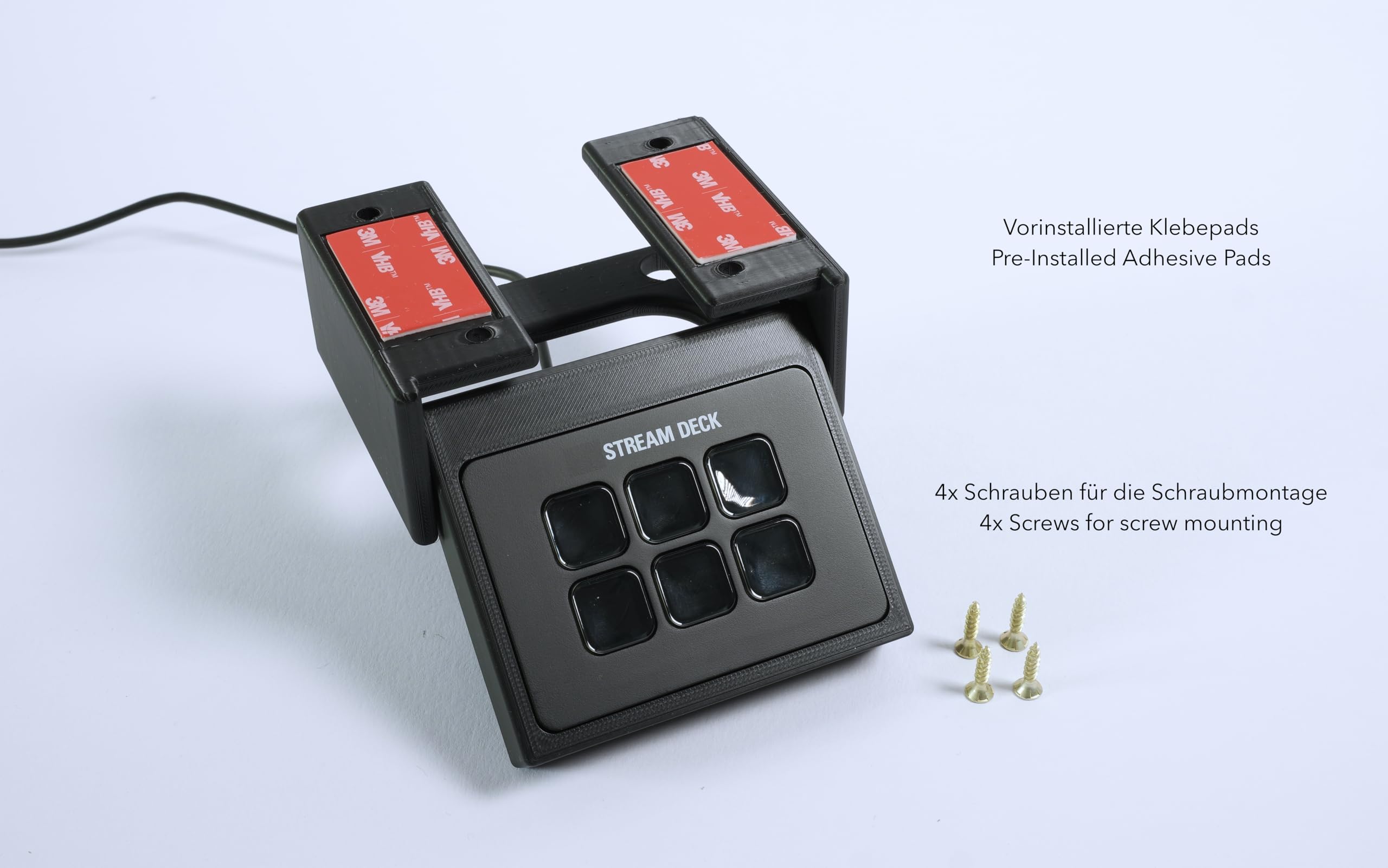 Soporte de mesa para Elgato Stream Deck – retráctil y limpio, montaje adhesivo o atornillado, compatible con Mini, MK2, Neo, Plus y XL (compatible con Elgato Stream Deck Mini)