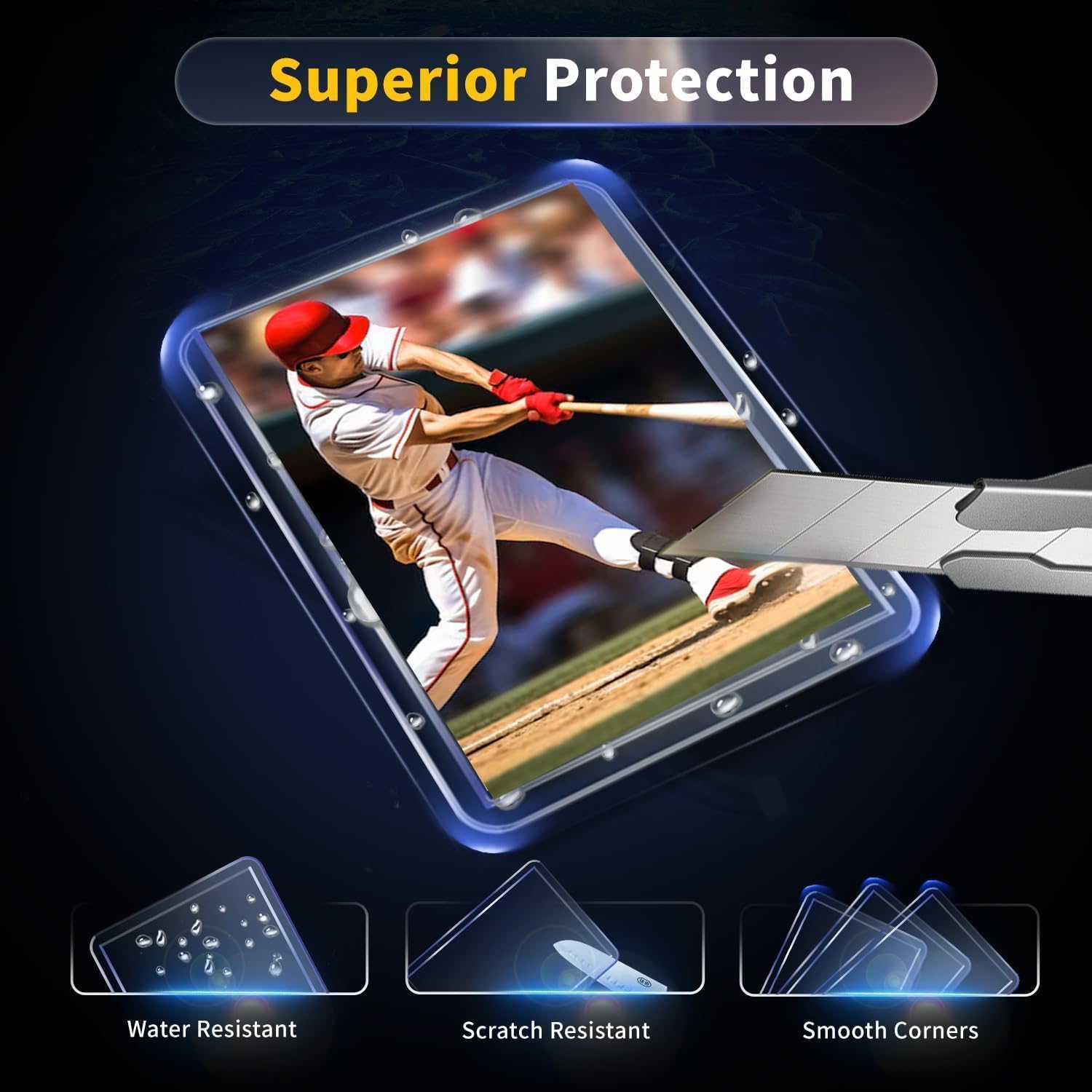 2000 Card Sleeves Hard Plastic, Premium Baseball Card Sleeves, 3" x 4" Trading Cards Holder, Sports Football Game Cards Protectors Top Cases (1000 Hard Sleeve + 1000 Soft Sleeve)