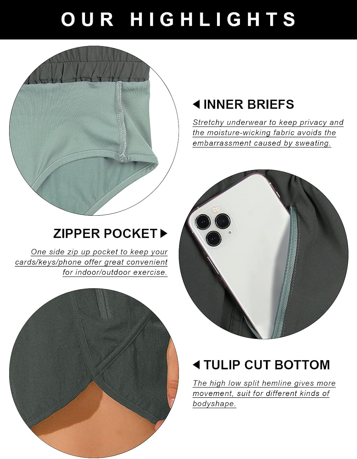 Blooming Jelly Womens High Waisted Running Shorts Athletic Workout Shorts Quick Dry Pants with Zipper Pocket : Sports & Outdoors