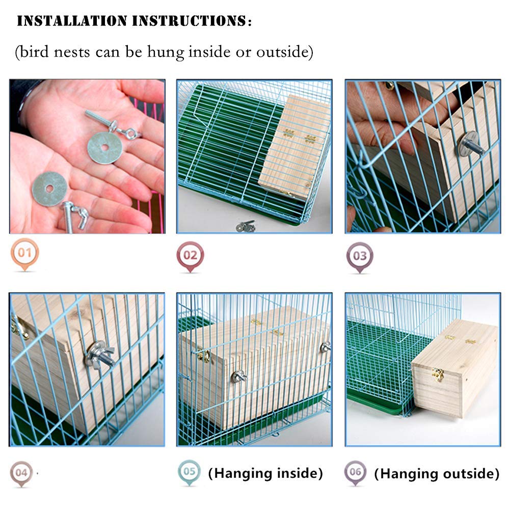 YJJKJ - Caja de nido de perrinito de madera de pino para pájaros, cacatúas, loros (M)