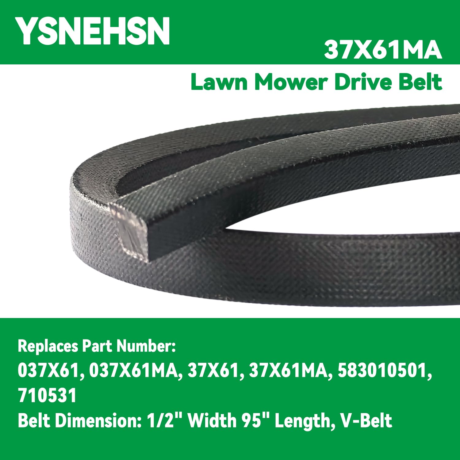 37X61MA - Correa de transmisión para cortacésped Murray 37X61 037X61MA 583010501 710531 John Deere M126012 Craftsman 24690 con Husqvarna YTHP1542 LT120 LT130 LT1238 LT1538 YT150 (1/2 x 95 pulgadas)