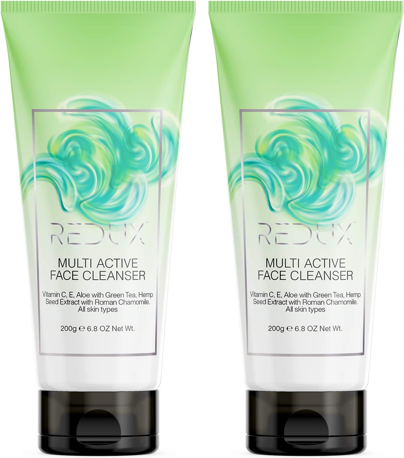 Redux Anti Aging Face Cleanser with Vitamin C, E, Aloe, Green Tea, Hemp Seed & Chamomile - Reduces Wrinkles, Dark Spots, Blemishes and Breakouts. Moisturizes Skin, Evens Skin Tone, Clears Pores, Non-drying. All skin types - 6.7 oz