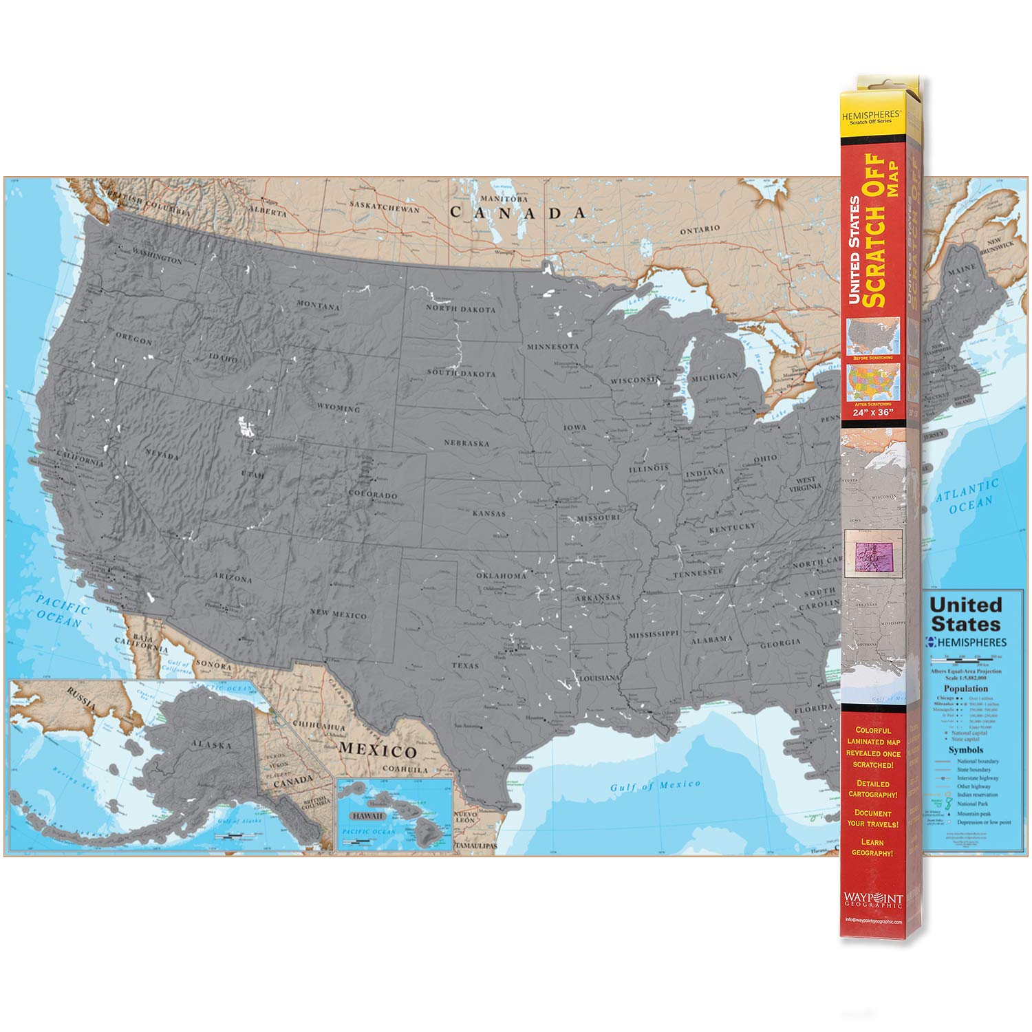 Buy Waypoint Geographic Scratch Off of The USA with Blue Ocean (24" x