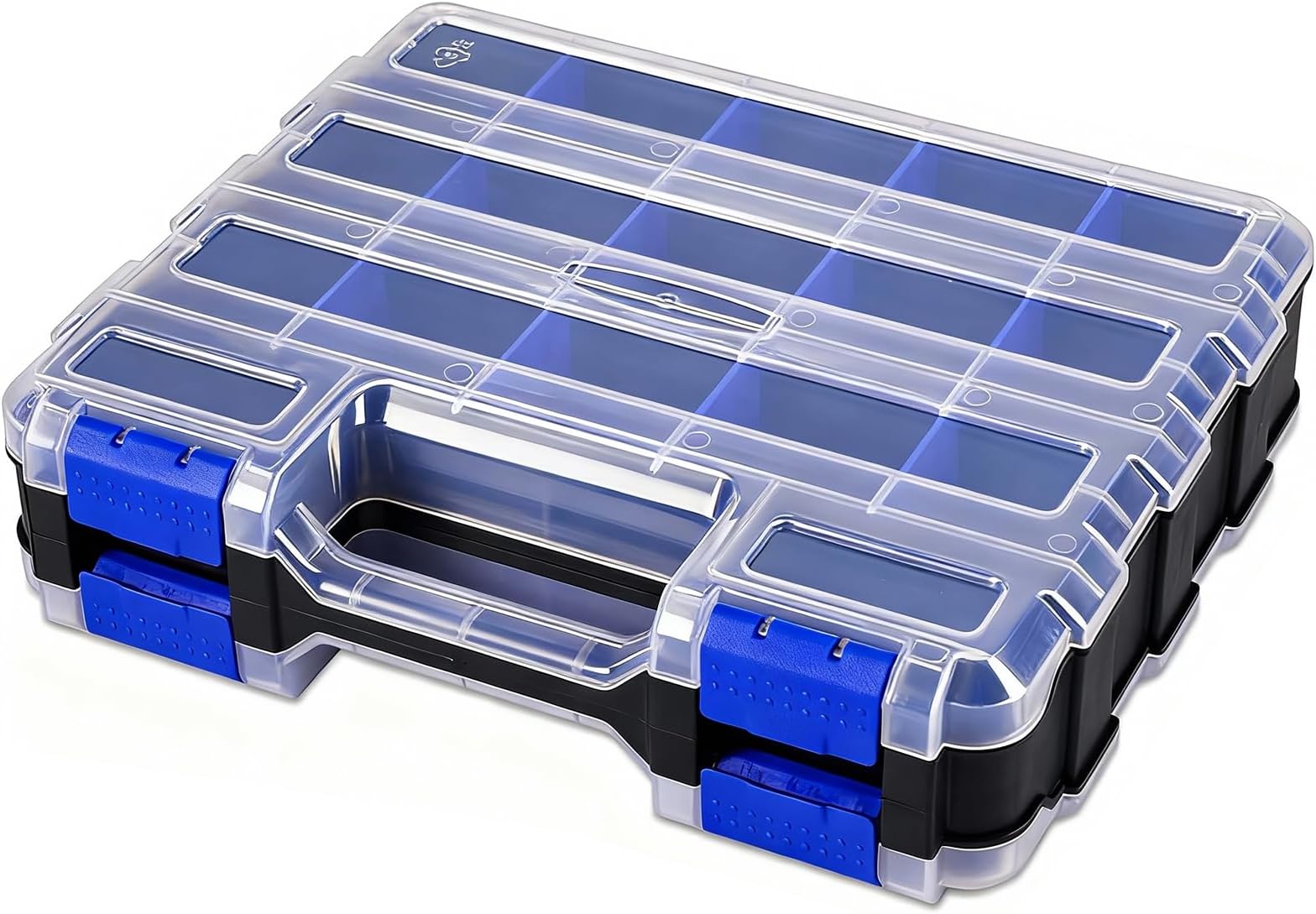 Small Parts Storage Case Tools Box Organizer Double Side 34 Compartments Hardware Organizers with Removable Plastic Dividers for Screws Nuts Nails Bolts