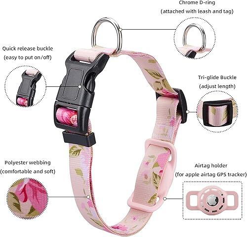 Miniatura 109 de Collar reflectante AirTag para perro, compatible con Apple AirTag, collar de nailon para cachorros y gatos con soporte de silicona AirTag