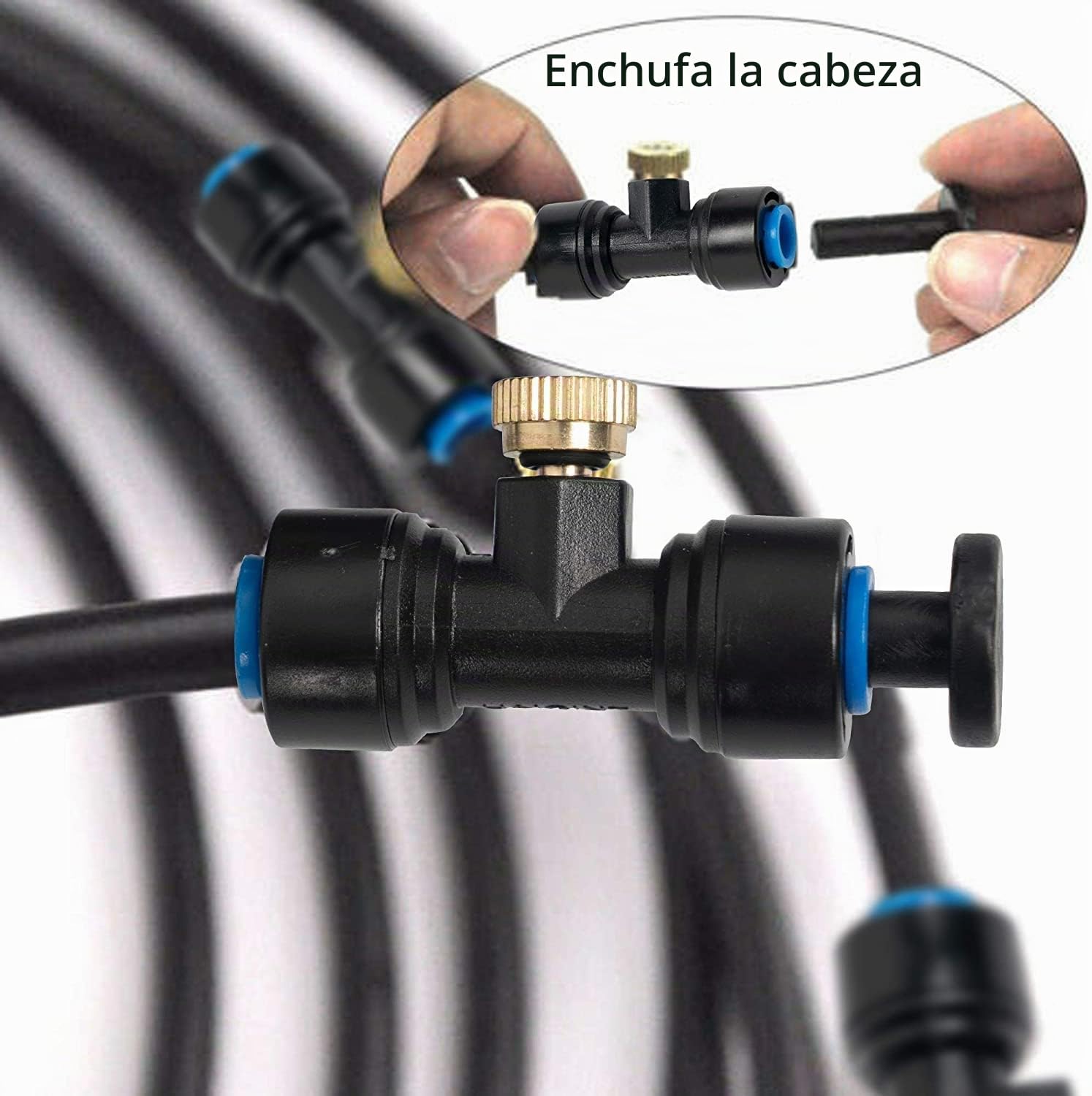 Kit de Boquillas de nebulización de Iatón,12 Boquilla + 12 Asiento Nebulización Boquillas,para Patio jardín Invernadero Sistema Refrigeración al Aire Libre,Azul