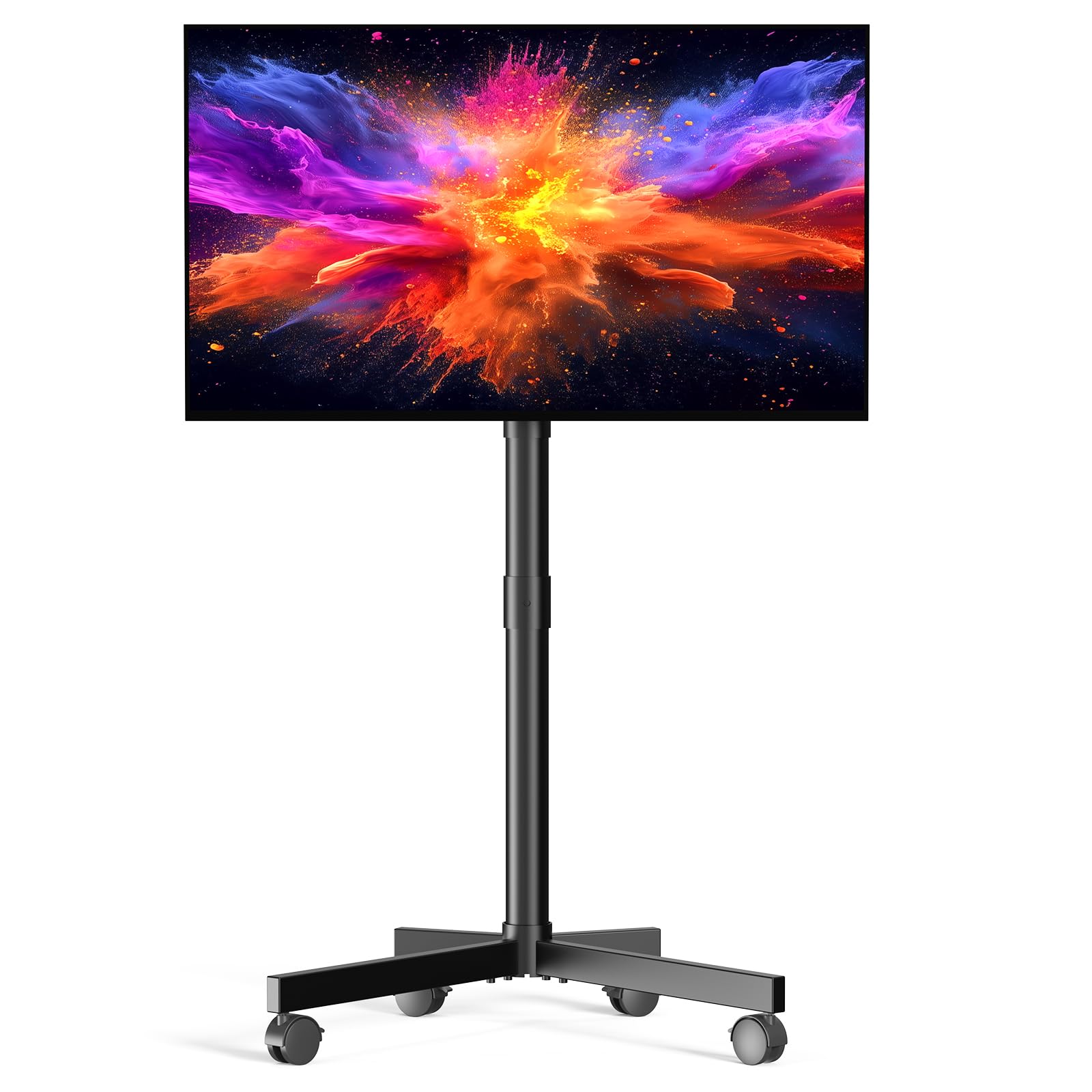 Mobile Rolling TV Stand on Wheels, Mobile TV Stand for 23-75 Inch LCD LED Flat Panel Curved Screen TVs, Tilt and Height Adjustable Portable TV Cart up to 88lbs, Max VESA 400x400mm, Black