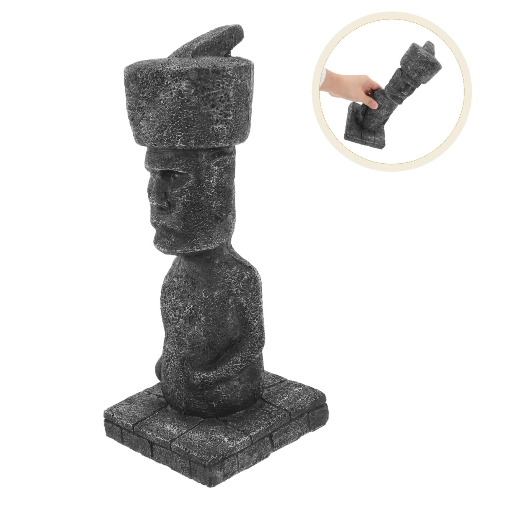 Statua Moai in Resina per Acquario, Effetto Roccia Realistico, Decorazione Paesaggistica Antica per Ufficio e Vasca,