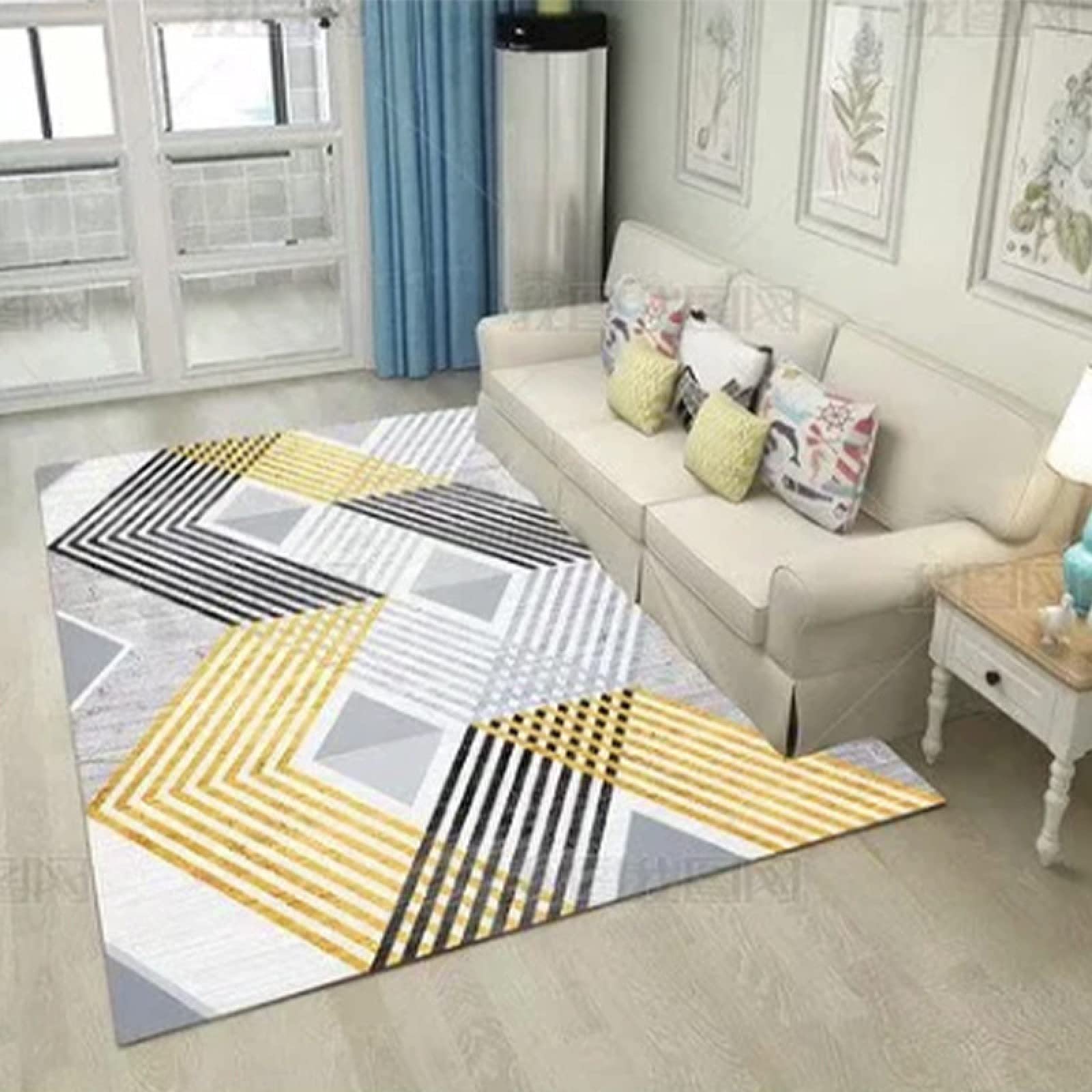 Grand tapis salon style nordique pour chambre à coucher, ambiance cocooning et chaleureuse