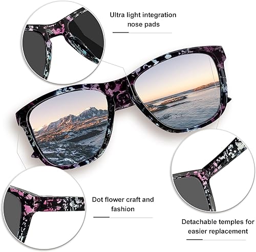 Miniatura 3 de KANASTAL Lentes de sol polarizados para hombres y mujeres, UV400, diseño cuadrado clásico, lentes de sol de moda