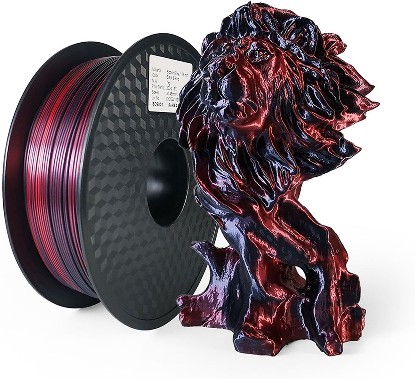 PLA Filament 1.75mm, Black Red Dual Color, Degradable, 3D Printer Filament PLA, No No Clog, Smooth Printing, for Creative 3D Projects