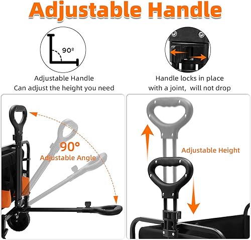 Miniatura 4 de Carro plegable, carrito utilitario resistente con bolsillo lateral, vagones de gran capacidad para compras de comestibles, jardín, playa, picnic,