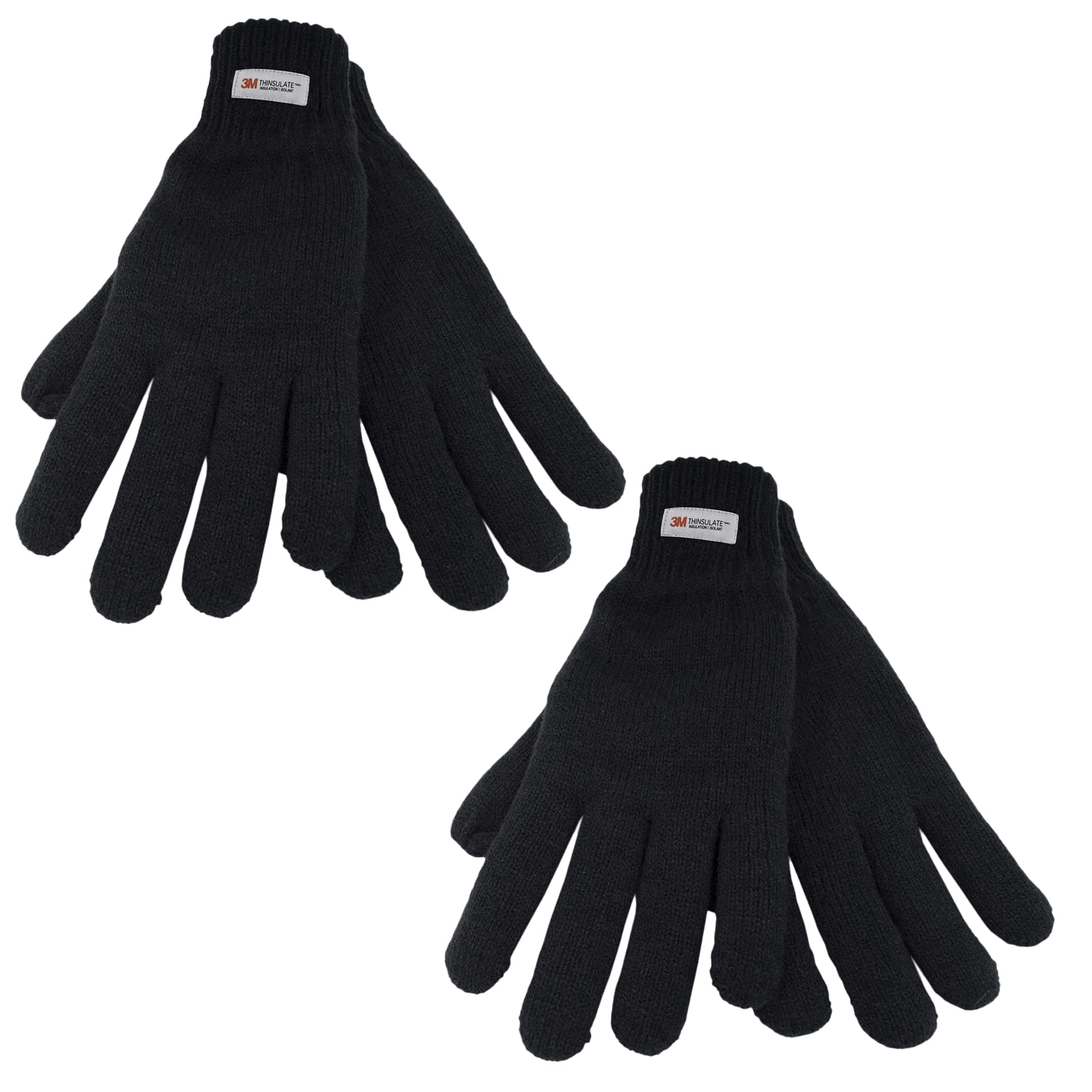 Undercover Men's 2 Pack Knitted Thinsulate Gloves Black M/L