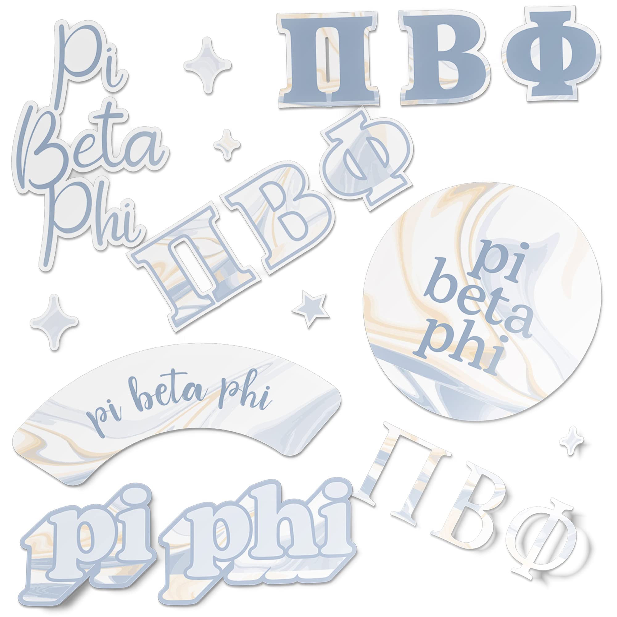 Decal Pi Beta Phi mármol impermeable para coche y termo 1