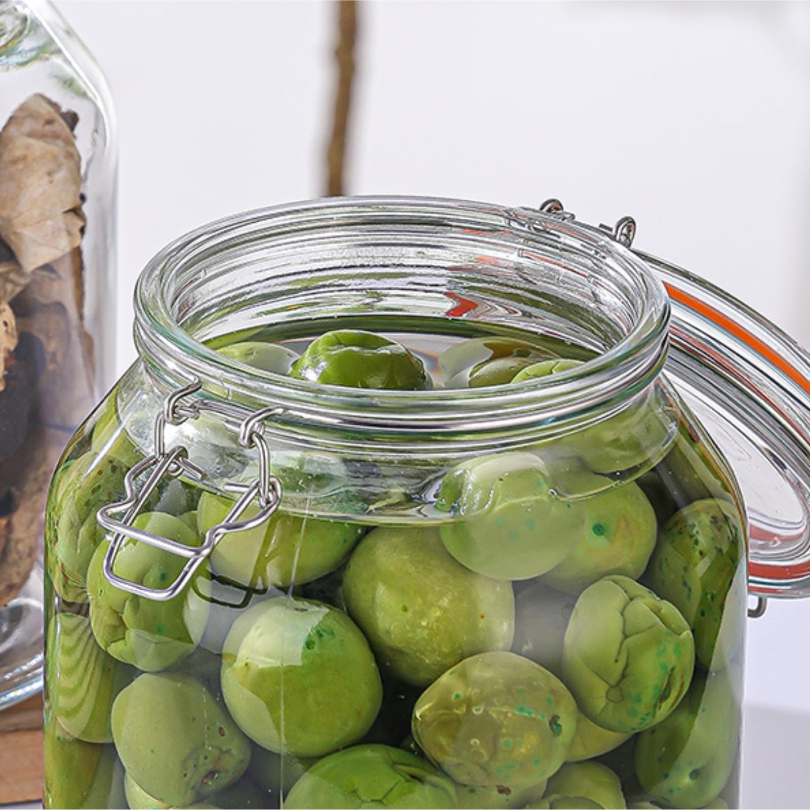 Bocaux De Rangement Boîtes De Cuisine Bocal De Conservation en Verre À Large Ouverture avec Couvercle Hermétique for Cornichons 3000 ML(3pcs)