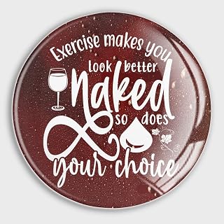 Inspired Quote Sayings Glass Magnets Refrigerator Exercise Makes You Look Better Naked Small Magnets French Gourmet Round Magnets Garage Magnet for Fridge Mailbox Car Metal Decoration 2 Pcs