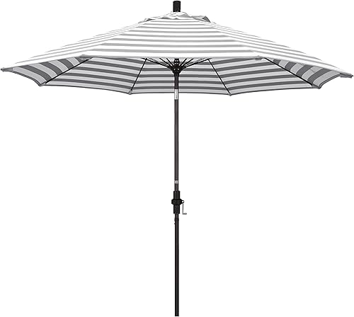 Miniatura 10 de California Umbrella paraguas de tela Olefin de 9 pies de fibra de vidrio de elevación basculante mercado de aluminio, paraguas con poste de bronce,