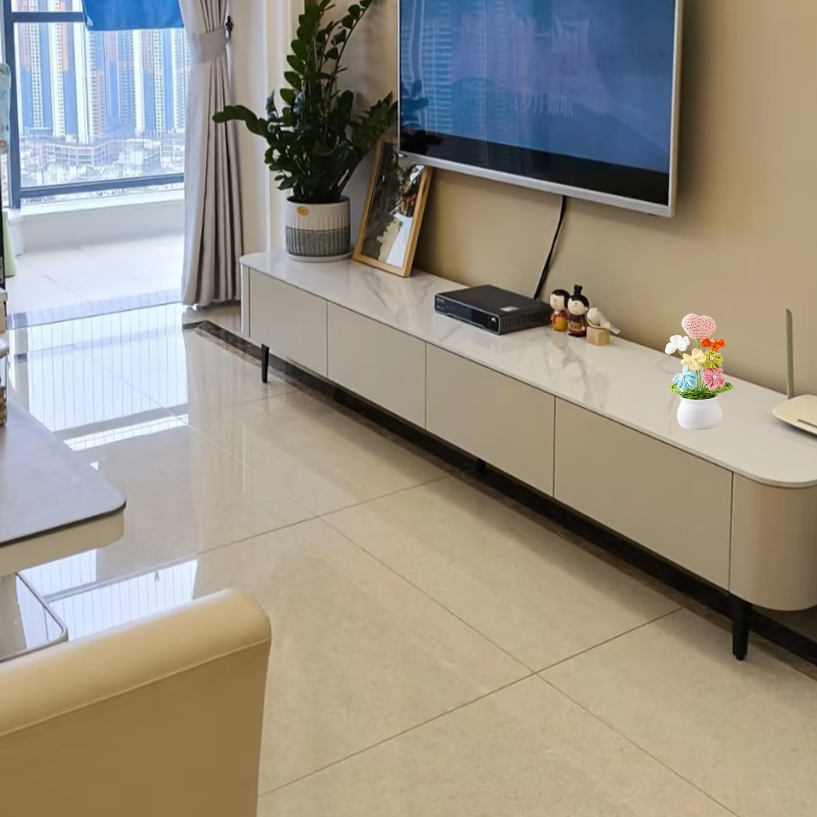 6 Mini Vasi Di Fiori All'Uncinetto Fatti A Mano – Piante Finte In Vaso Per Decorazione Casa, Ufficio, Auto – Colori Casuali
