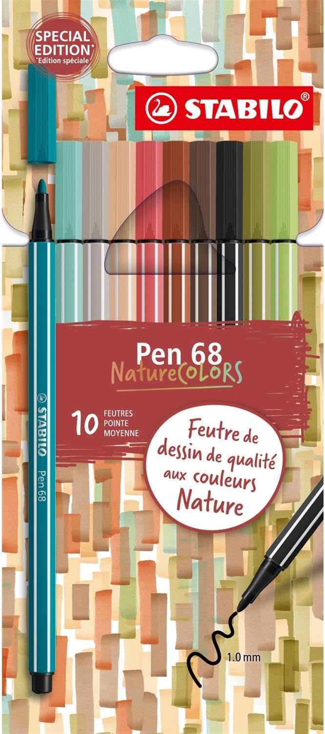 STABILO - Feutre de coloriage - Pen 68 - Etui carton x 15 feutres de coloriage pointe oyenne