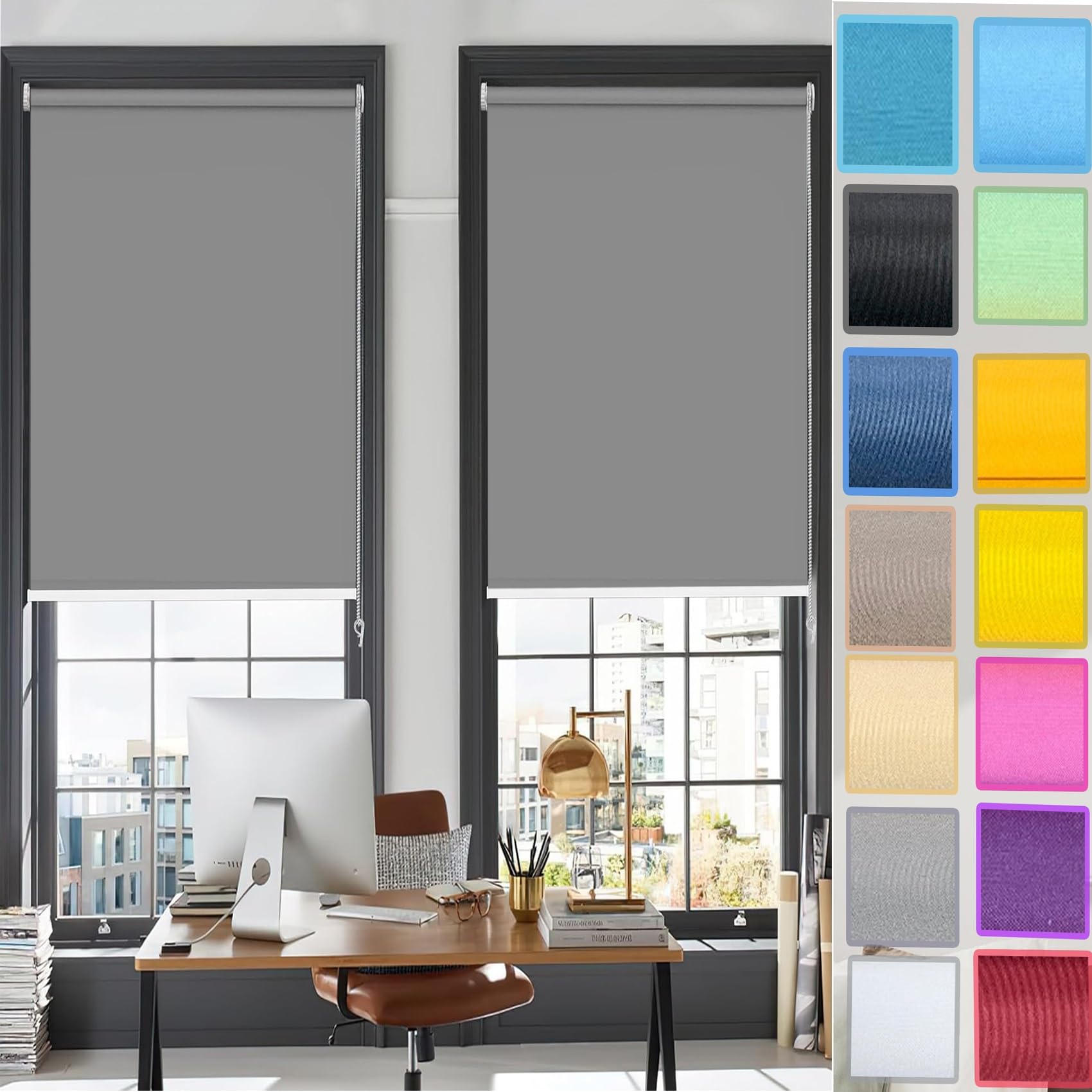 Store enrouleur occultant de fenêtre rideau occultant thermique sans perçage 35x50