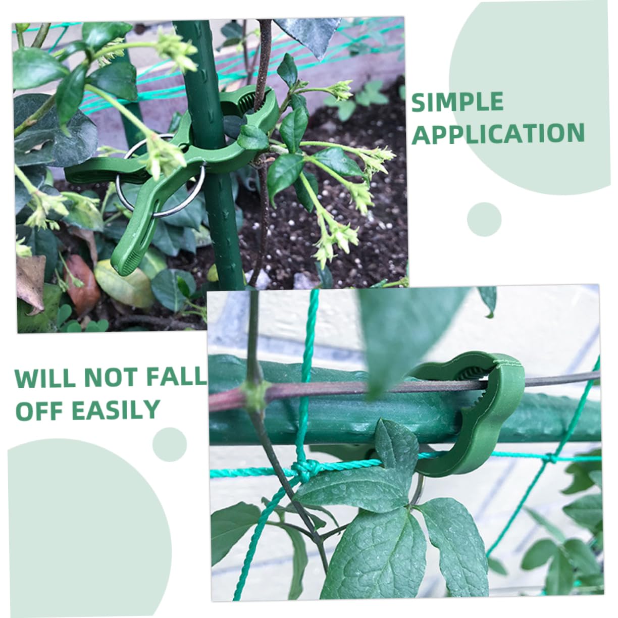 BESPORTBLE 3 Sätze Gartenclip-Set Stützclips Für Pflanzenstämme Abstecken Pflanzen-stützklammern Gitterclips Bieger Gartenclips Pole Kirschtomaten Stangen Stand Fix Green Plastik 60 Stück * 3