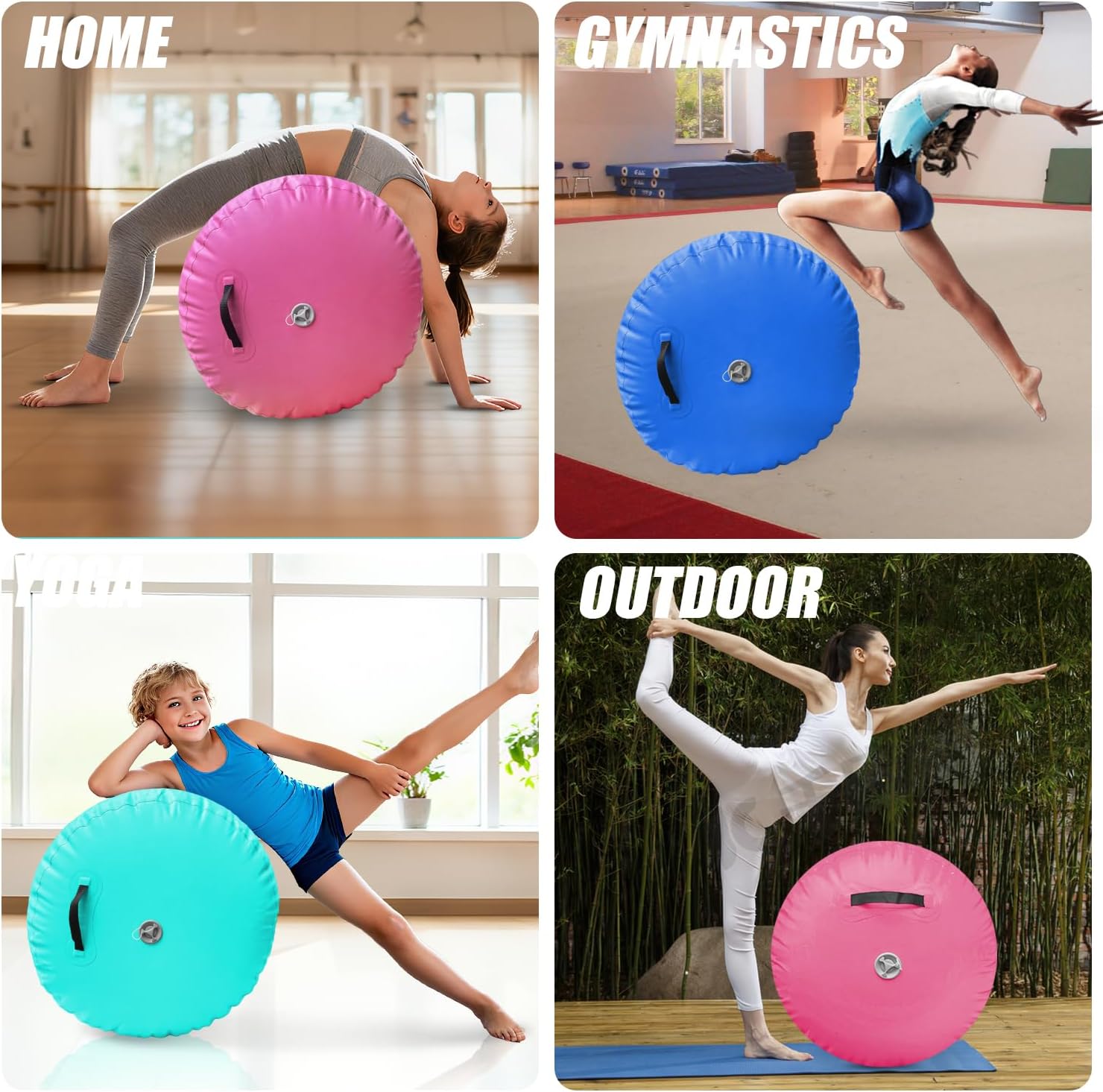 Triclicks Gymnastics Barrel Inflatable Air Roller Barrel Tumble Track Equipment Octagon Mat for Backhandspring Trainer Yoga Cheerleading Home Use Gym Without Pump