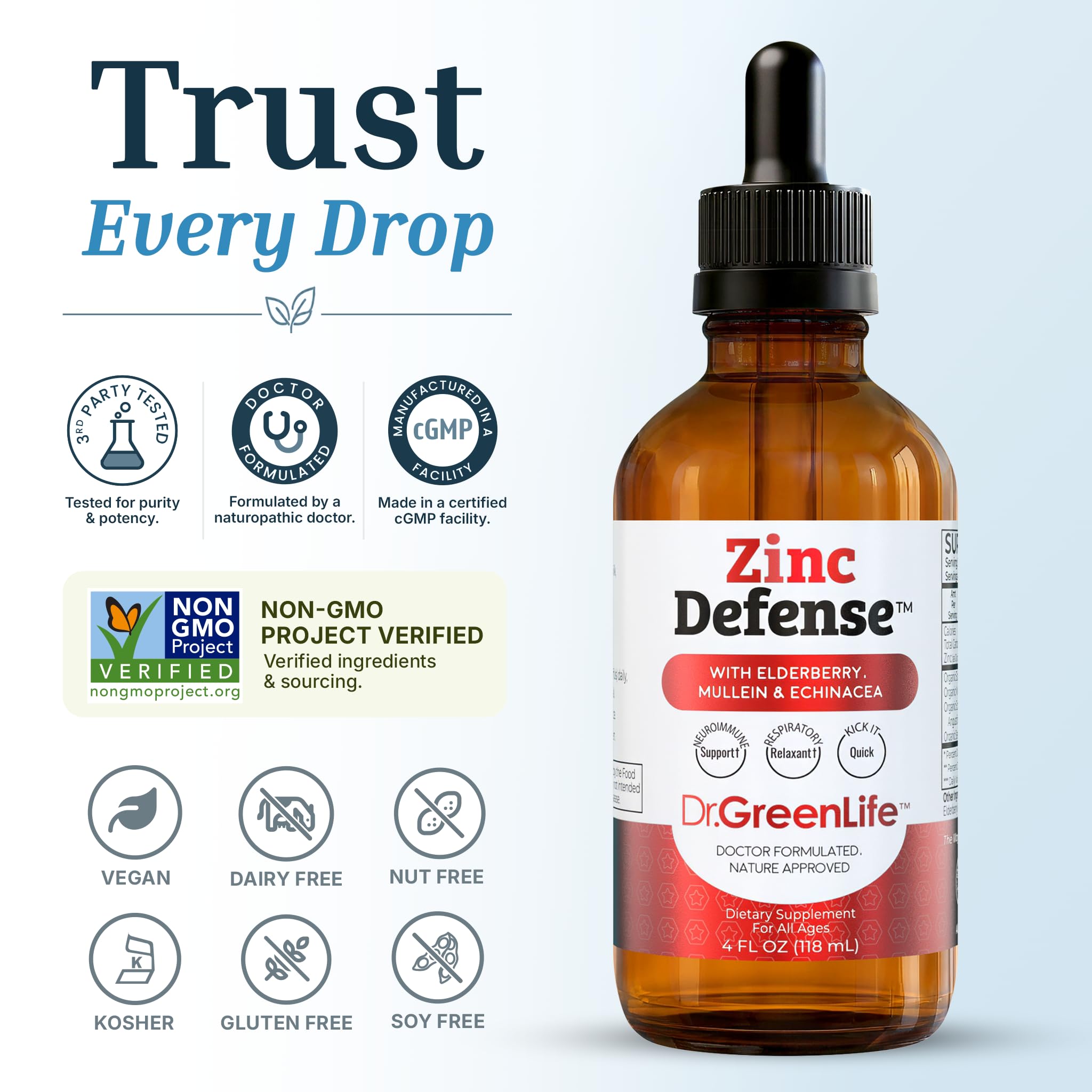 Dr. Green Mom Liquid Zinc Kids + Organic Elderberry, Mullein & Echinacea — Amazon image 3