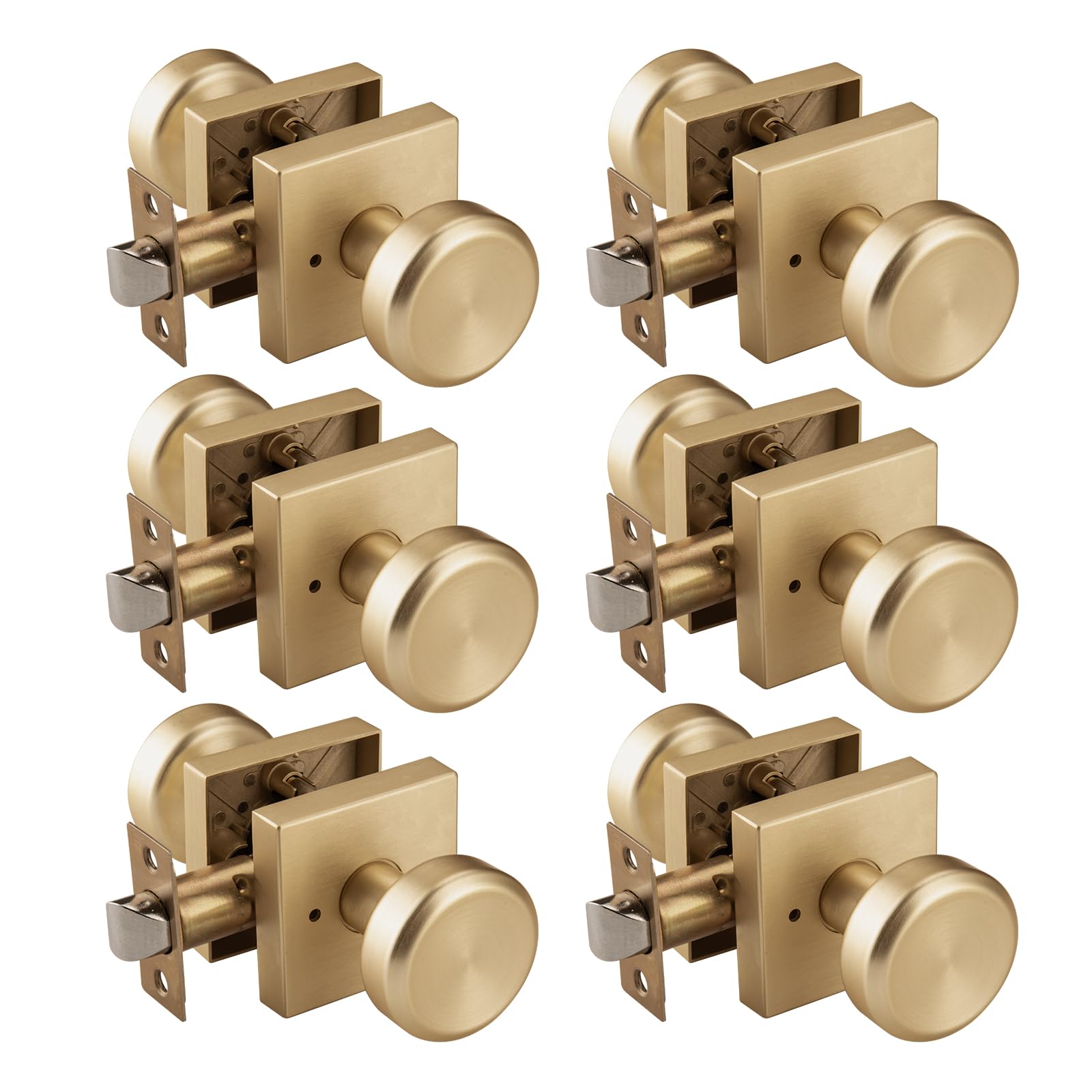 Photo 1 of STARPY 6 Pack Privacy Door Knobs, Satin Brass
