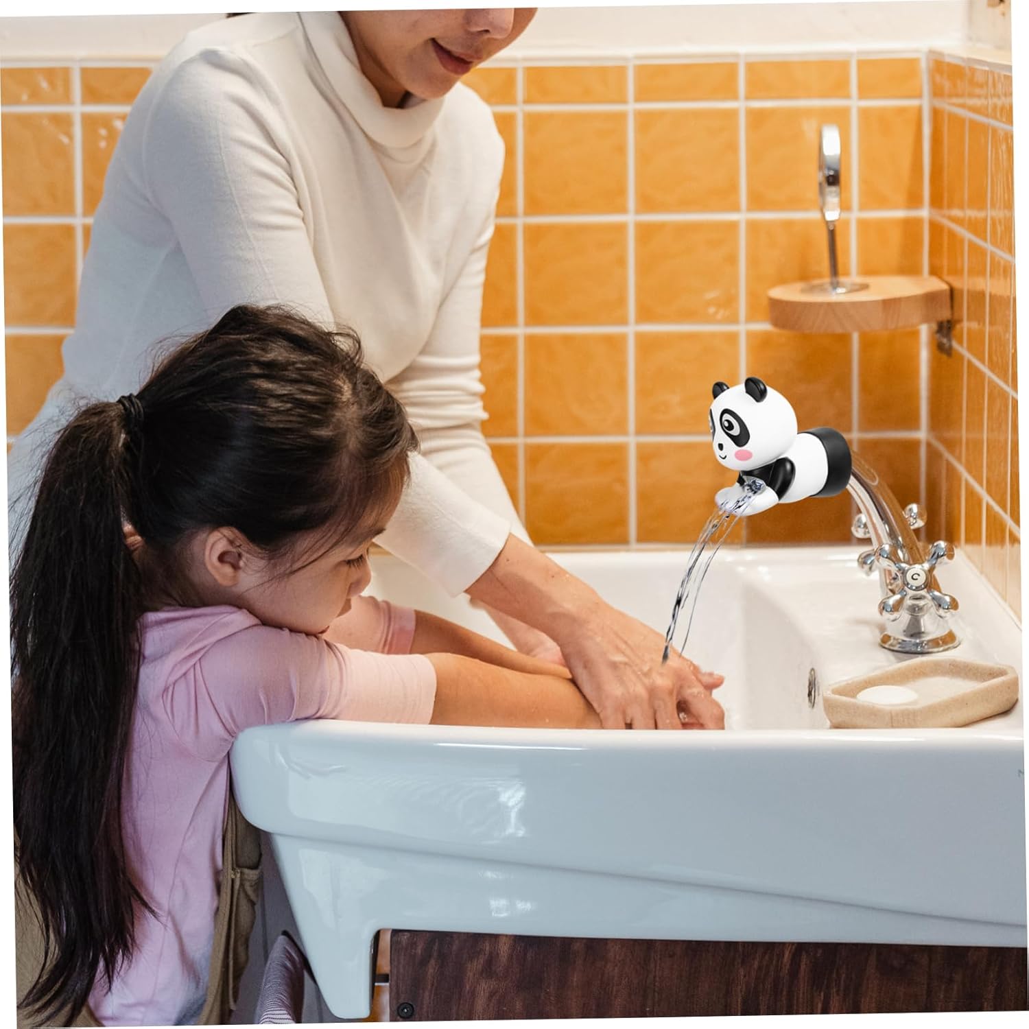 Silicone Faucet Extender for Kids Cartoon Design Easy Installation for Baby Hand Washing Compatible Kitchen and Bathroom Sinks