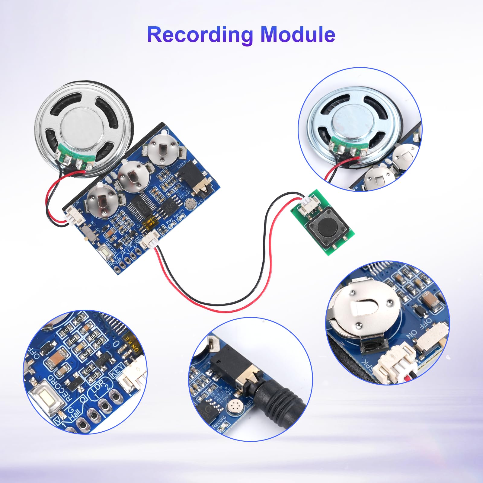 Module Enregistrement Vocal Enregistrable avec Clavier, Microphone et Bouton de Lecture pour Cartes de vœux