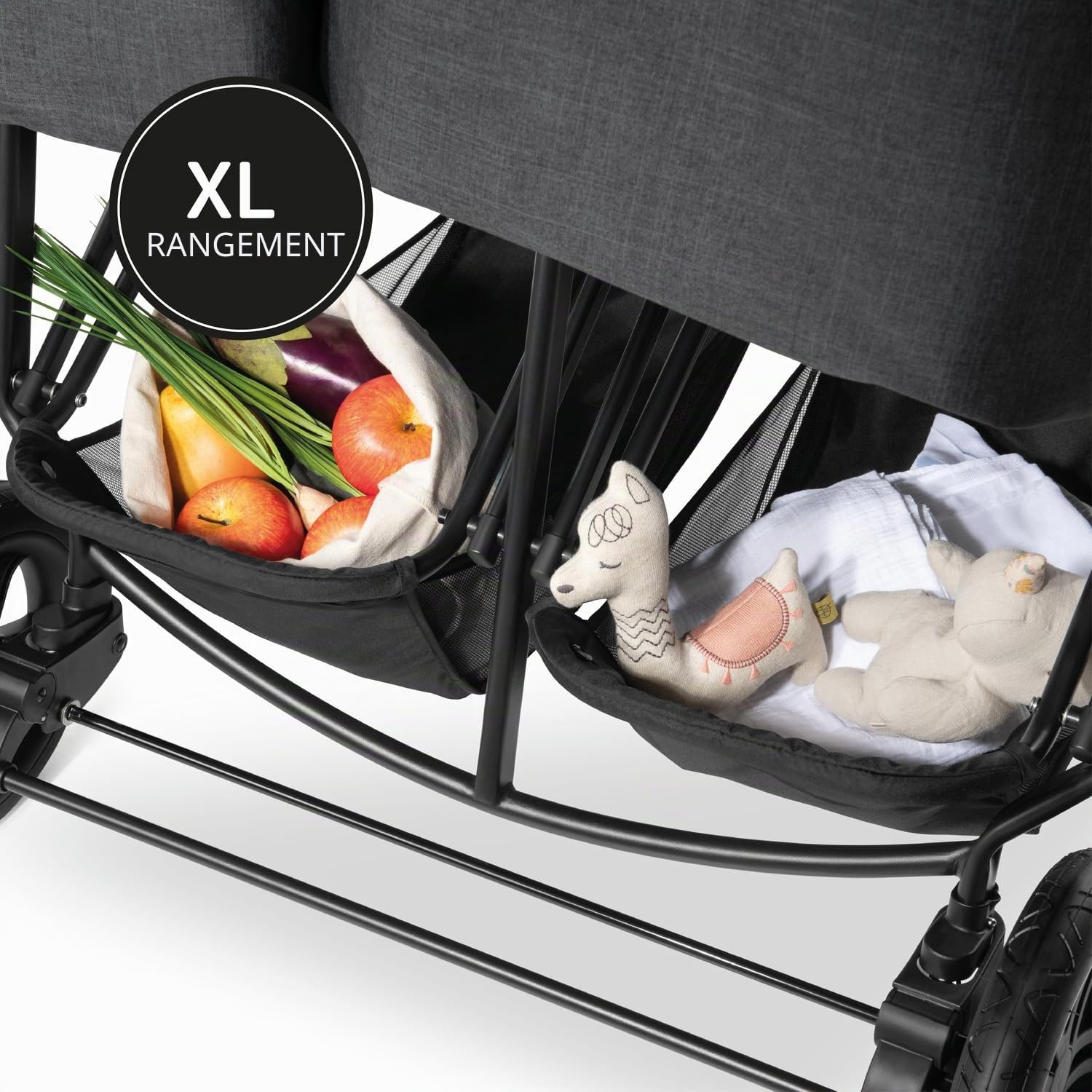 hauck Poussette Double Jumeaux UpTown Duo, avec Position Couchée, Pliable, Compacte, Tout Terrain, Jusqu'à 30 kg, Pare Soleil UV 50+ et Porte Gobelet, Noir