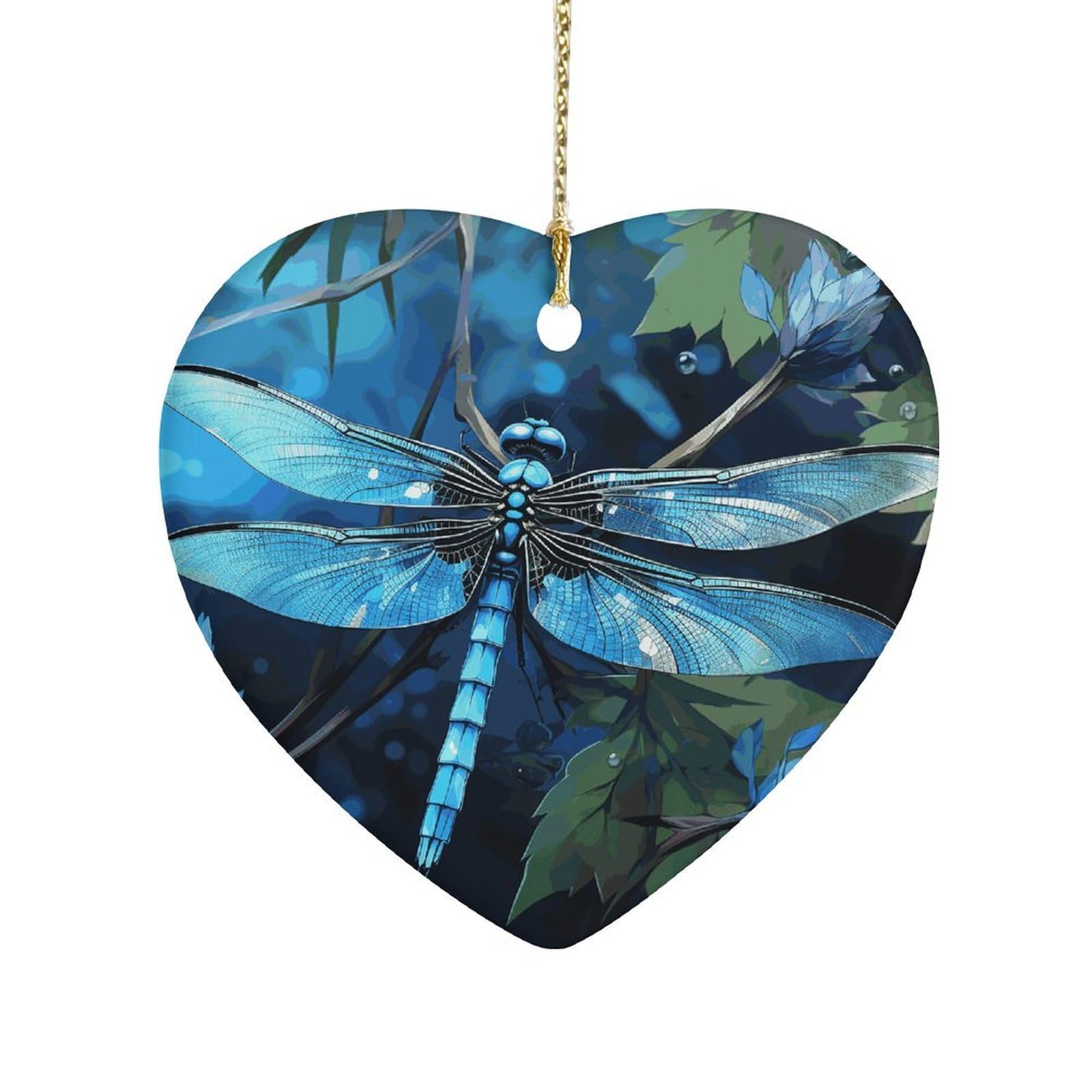 Fekiloot Style Art Blue Dragonfly Ceramic Ornament Home Decor Keepsake