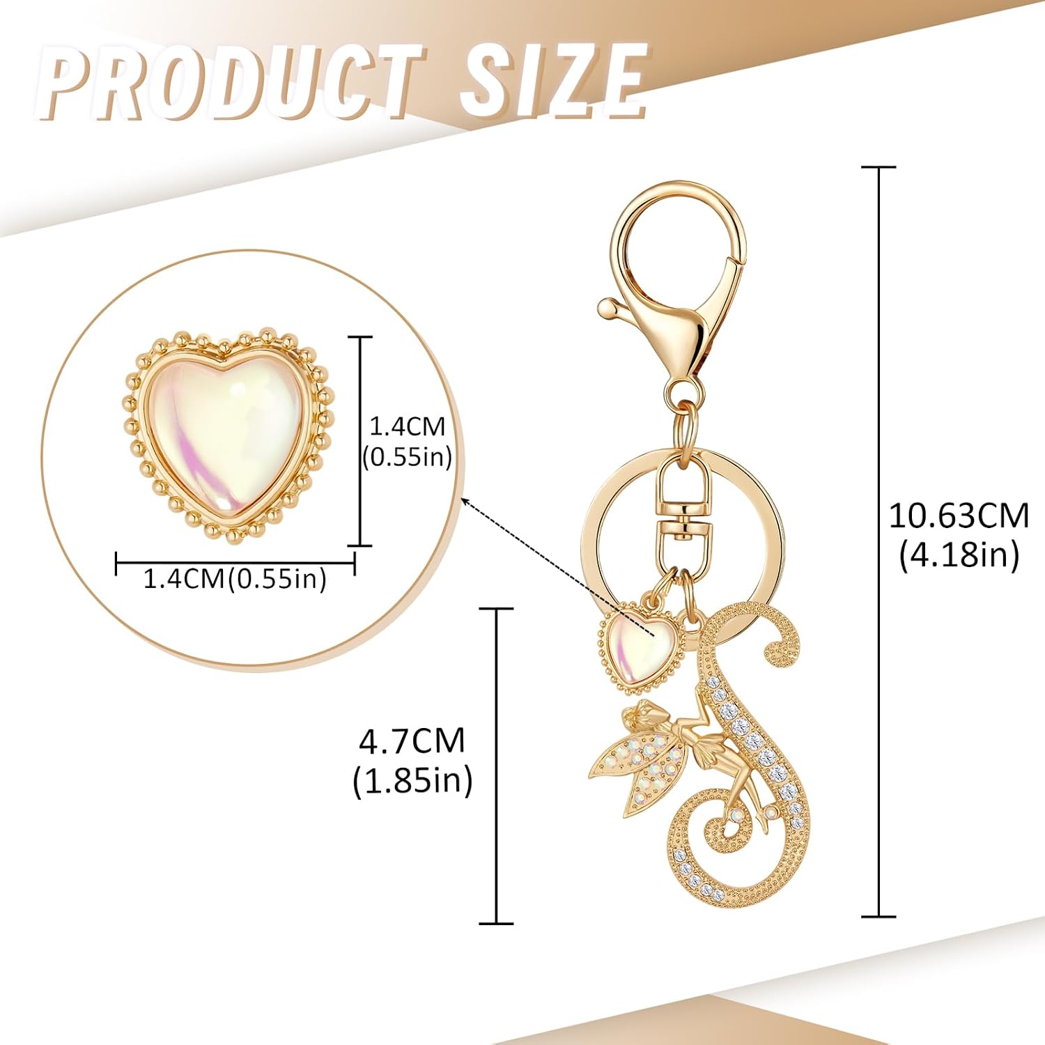 Gold Plated Alphabet Initial Letter Keyring Keychain for Women Girls Crystal Key Chains for Wallet Backpack Bag Charm image 2