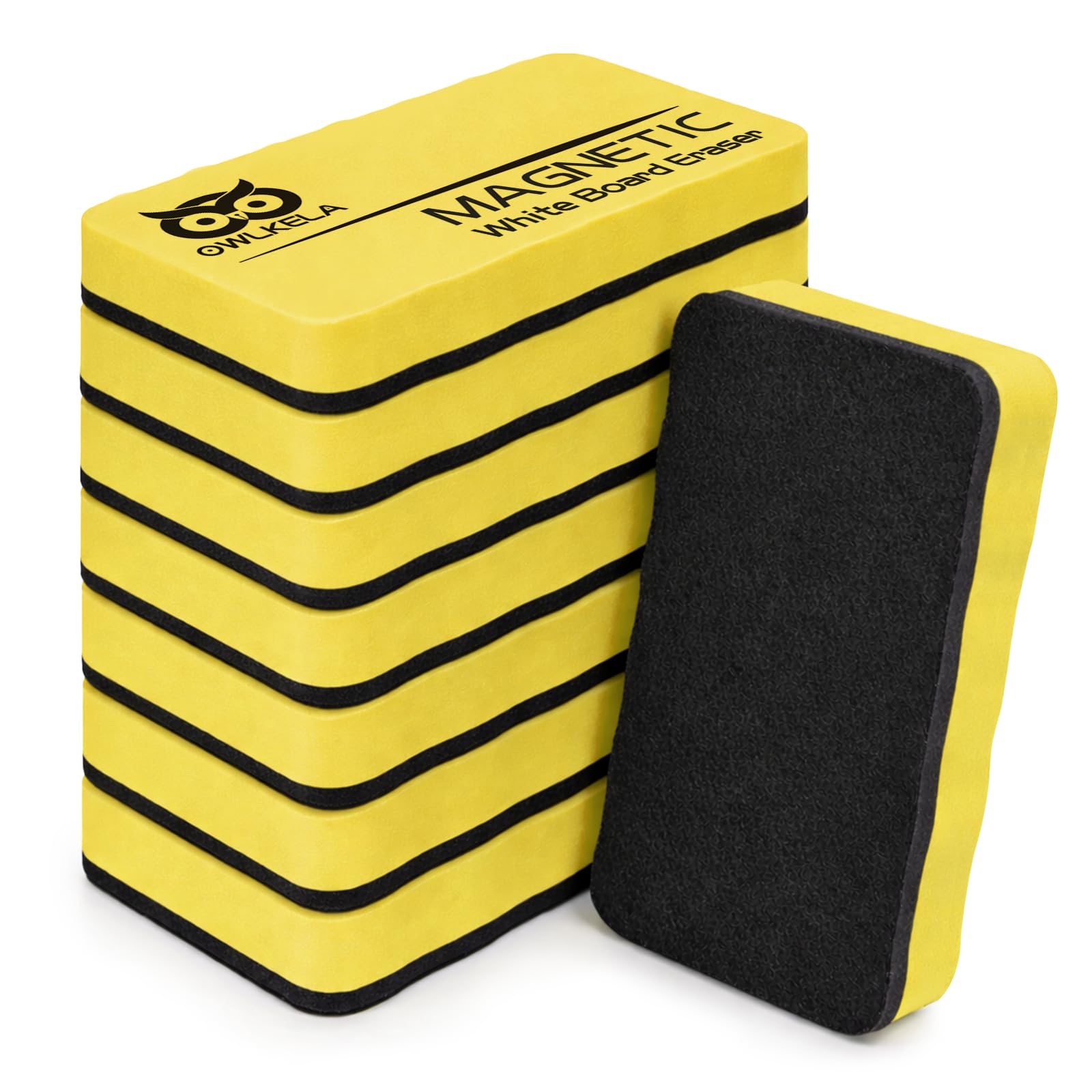 OWLKELA 8 Pcs Dry Erase Erasers, Yellow