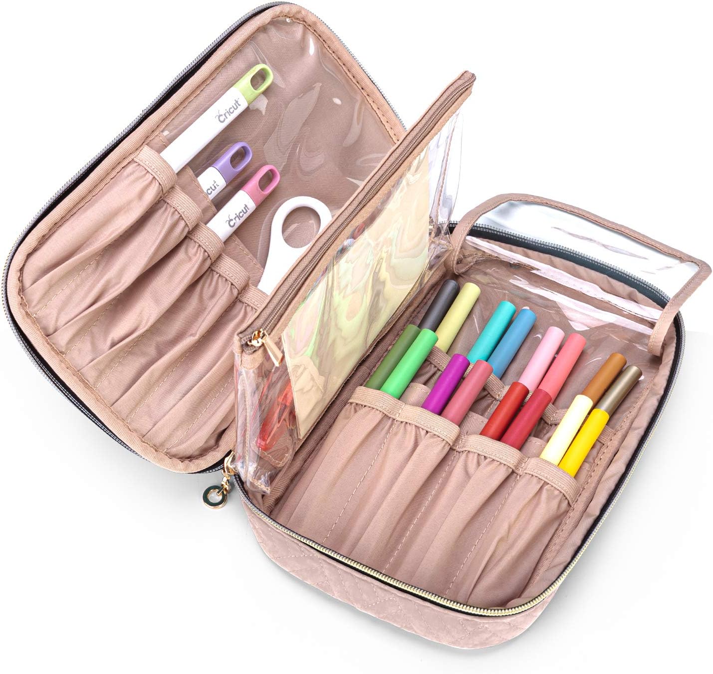 Yarwo Carrying Case Compatible with Cricut Tools Set, Accessories Organizer Bag for Craft Pens and Basic Tools, Dusty Rose (PATENTED DESIGN)