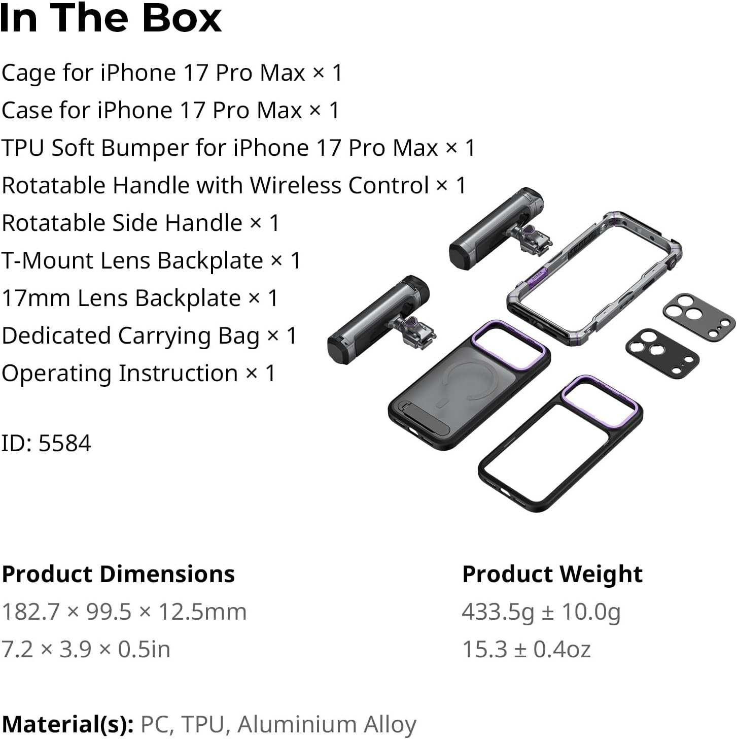 SmallRig Megatron Edition Dual Handheld Video Cage Kit for iPhone 17 Pro Max, Wireless Control Handle, Quick Release, Filmmaking & Live Streaming Kit with Case, Rotatable Handles, Lens Backplate-5584