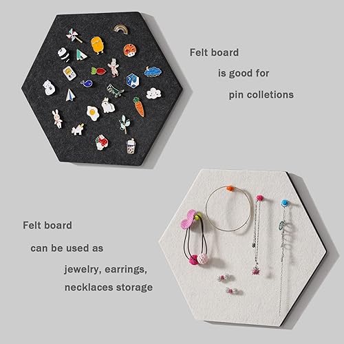 Miniatura 5 de LAJAR 8 piezas de azulejos de tablero de anuncios de fieltro autoadhesivo (grandes), azulejos de pared de tablero de pines de fieltro de color