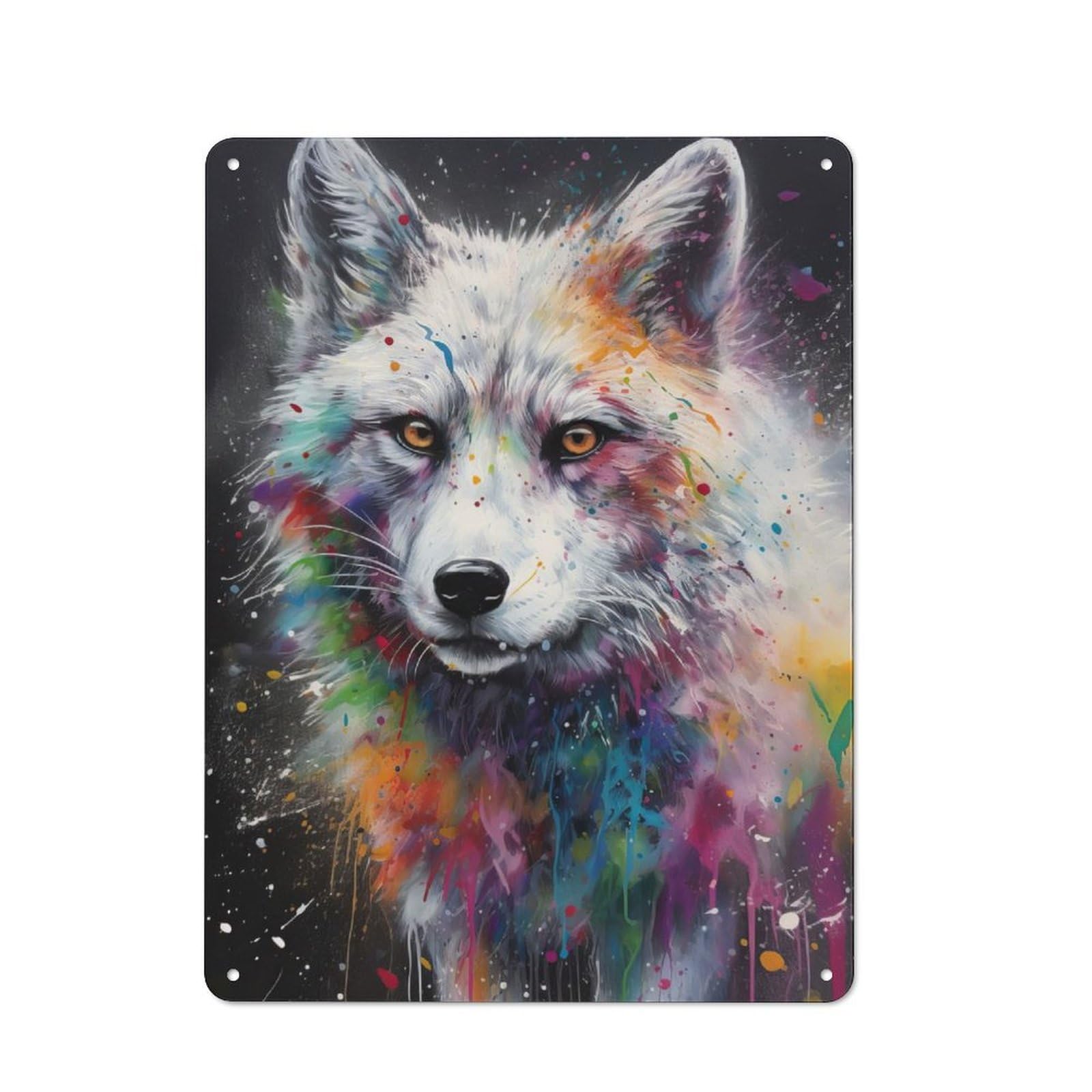 Junmoney Fox Painting Rustic Metal Sign 40X30cm For Café Or Restaurant, For Vintage Wall Decor Fans, For Living Room And Hallway Decor