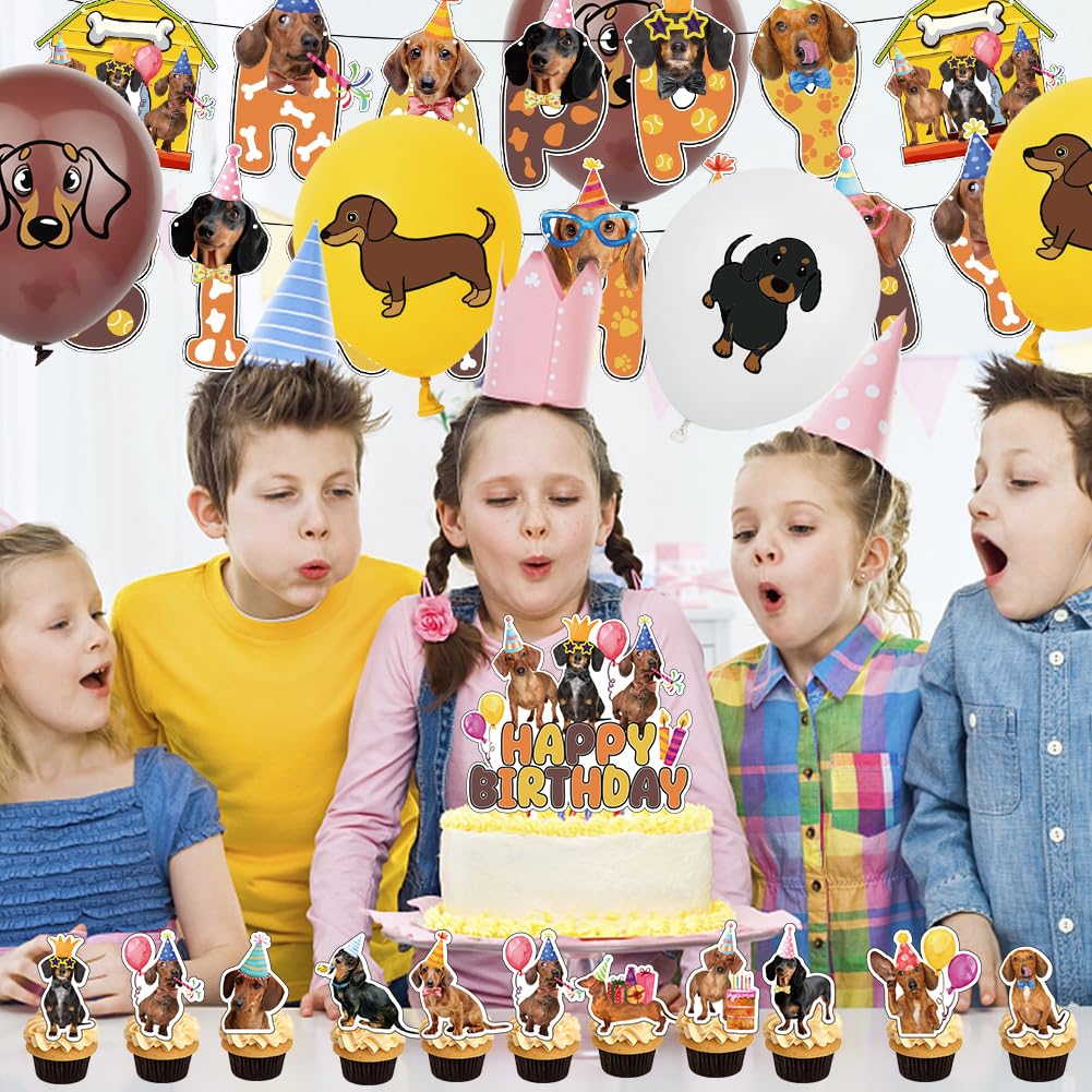 Dachshund Party Decorations, Cute Dog Party Decoration, Dachshund Party Supplies Set,Includes Banners, Latex Balloons - Image 4