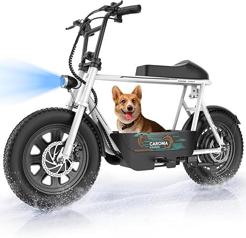 Caroma Peak - Patinete eléctrico de 1200 W con asiento, scooter eléctrico de neumático grueso de 16 pulgadas para adultos y adolescentes, rango de