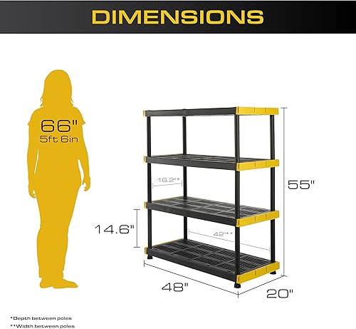 Miniatura 3 de CX Negro y amarillo, estantería y contenedores de almacenamiento resistentes, extremadamente duraderos (estante + contenedor de 27 galones (paquete