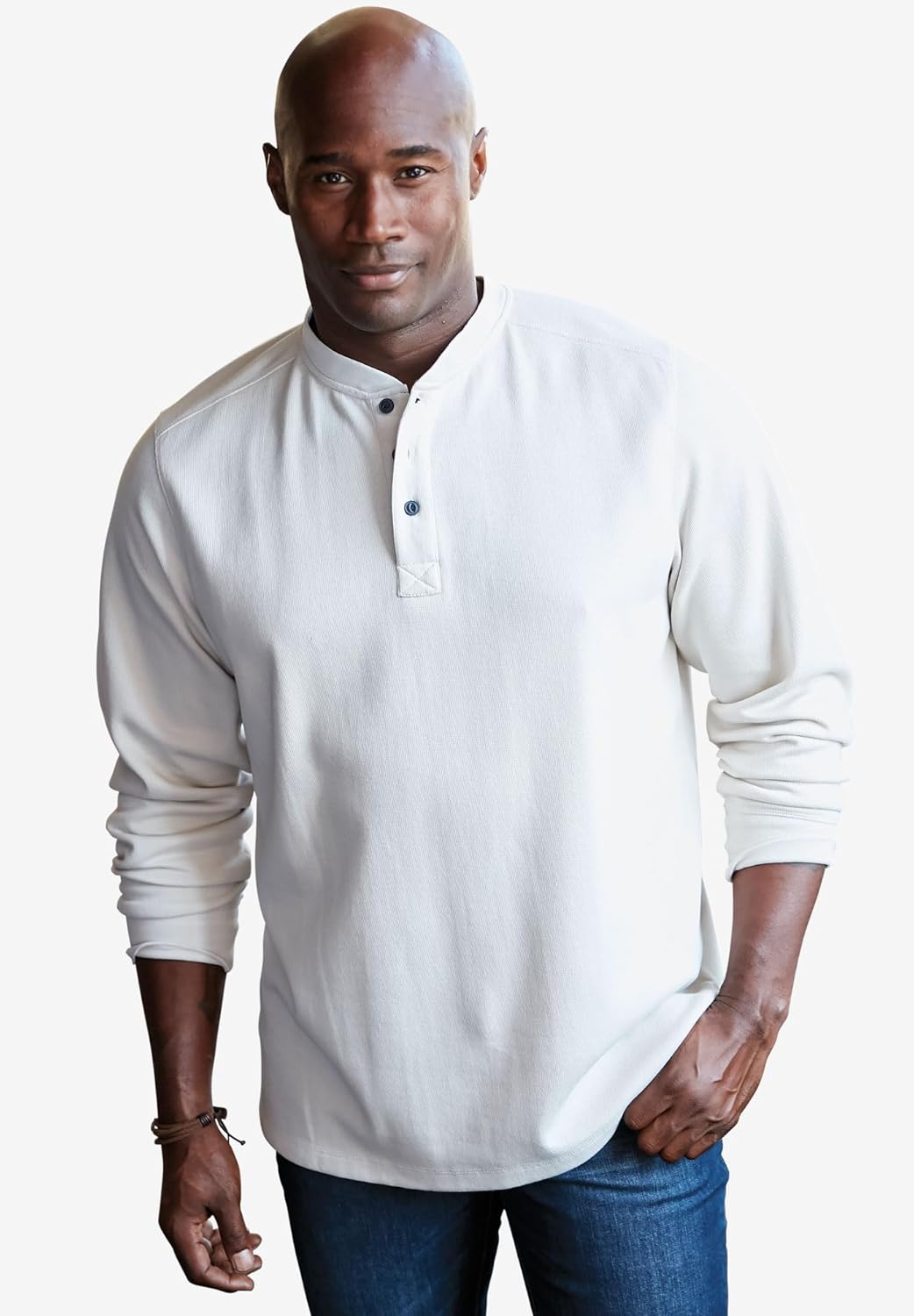 Liberty Blues by Kingsize Men's Big & Tall Ribbed Knit Henley - Image 5