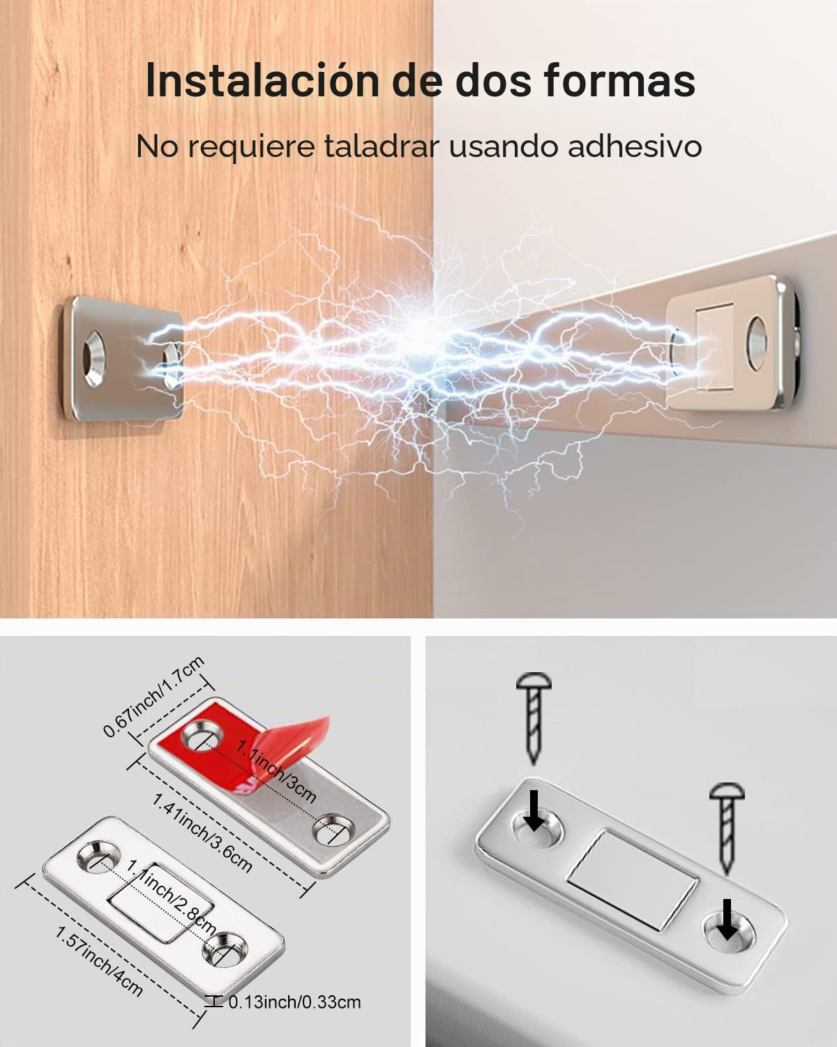 Iman Puertas Armario Jiayi 2 Pcs Cierre Magnetico Ultra-fino Pestillo Puerta Corredera Armario, Iman Adhesivo de Cocina Mueble Cierre Cajones Alacena Clausura
