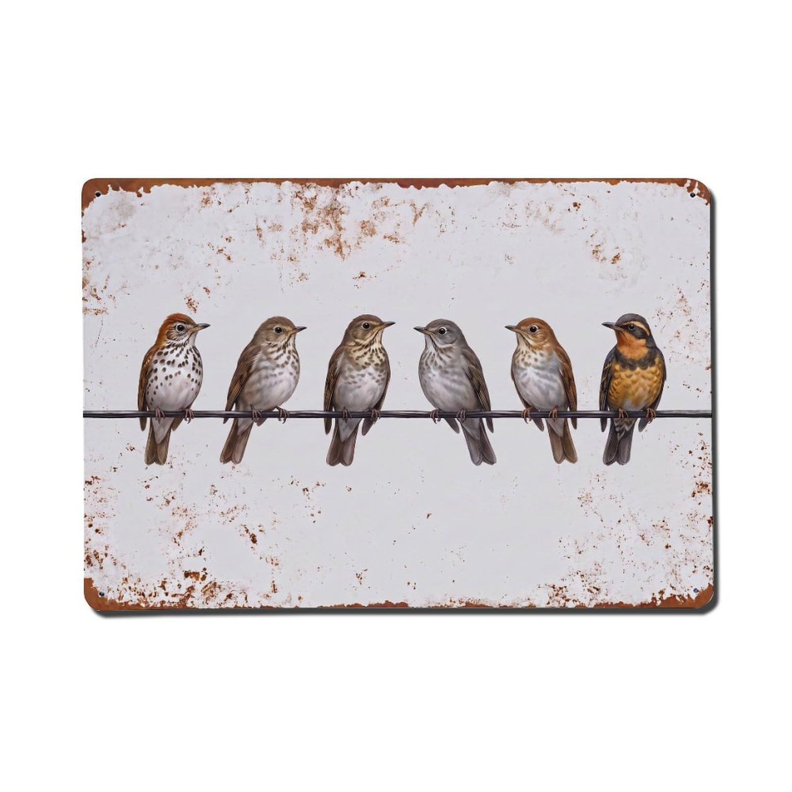 Vintage Retro Birds Thrush Metal Tin Sign